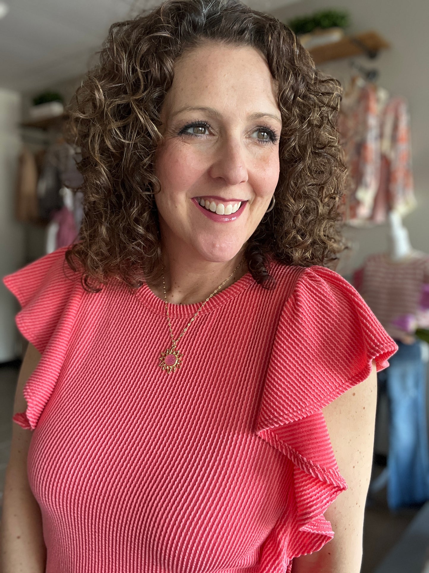 Corded Ruffle Sleeve Top