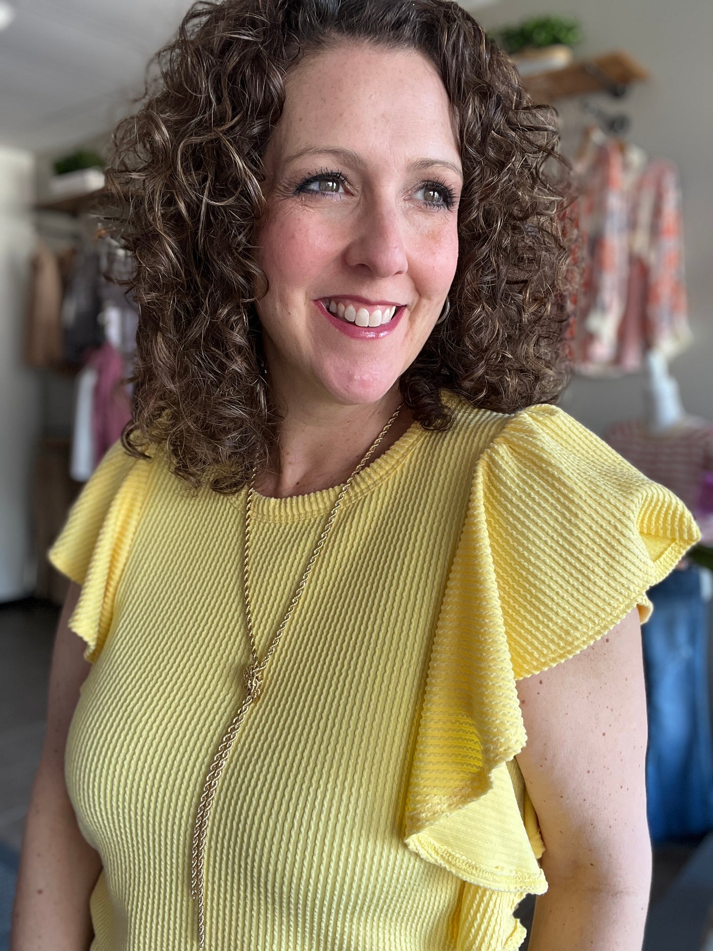 Corded Ruffle Sleeve Top
