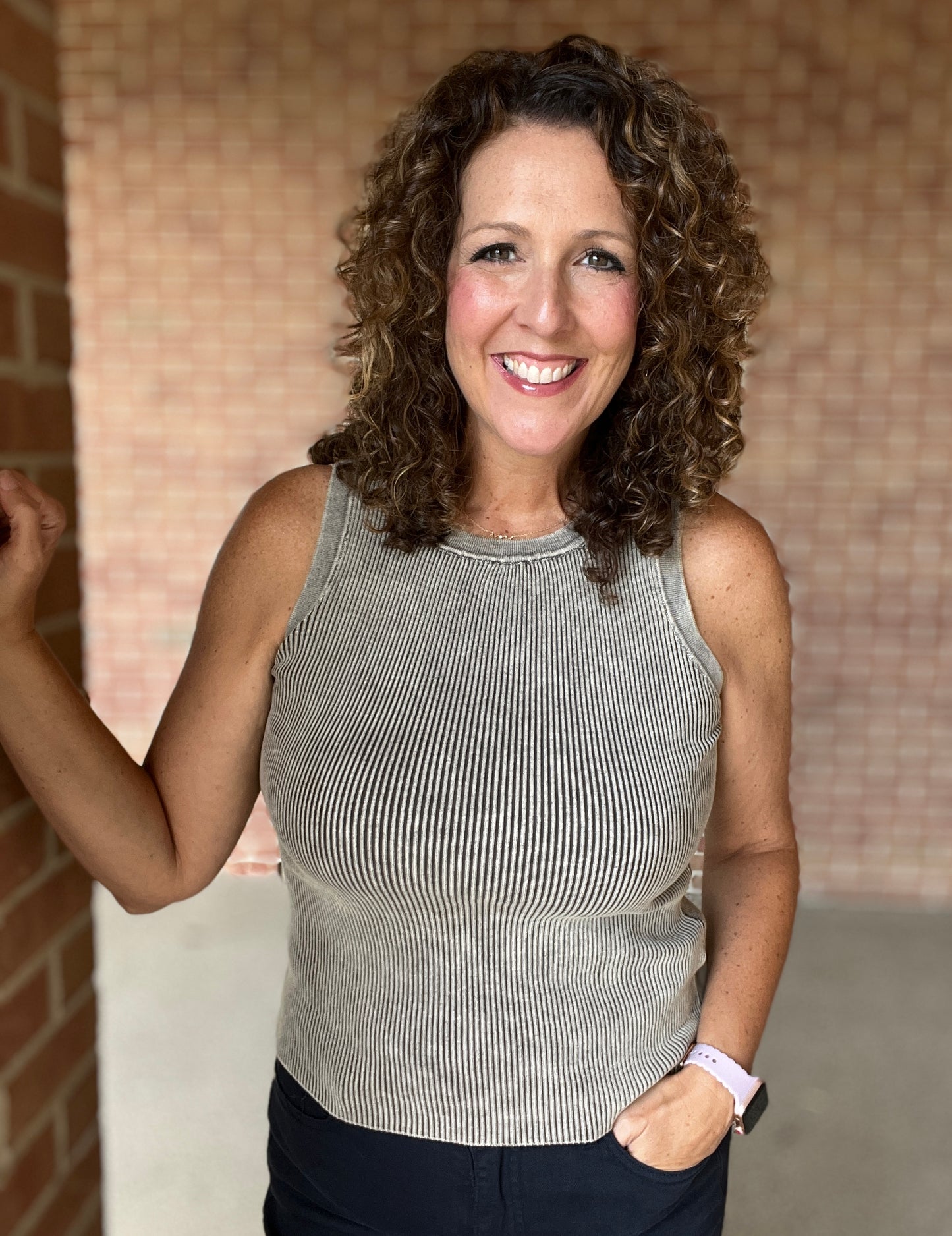 Washed Ribbed Sweater Tank