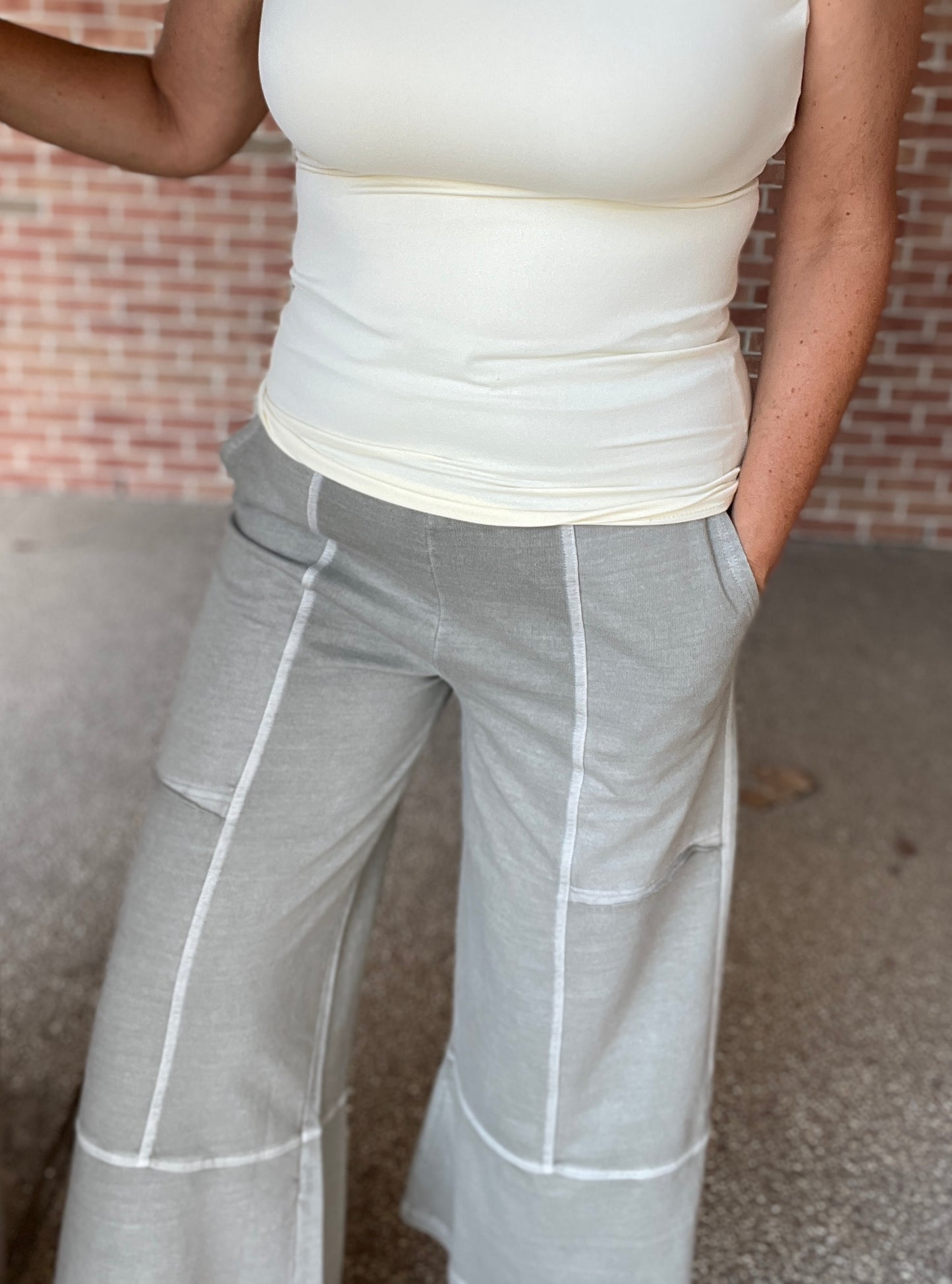 French Terry Washed Wide Leg Pants
