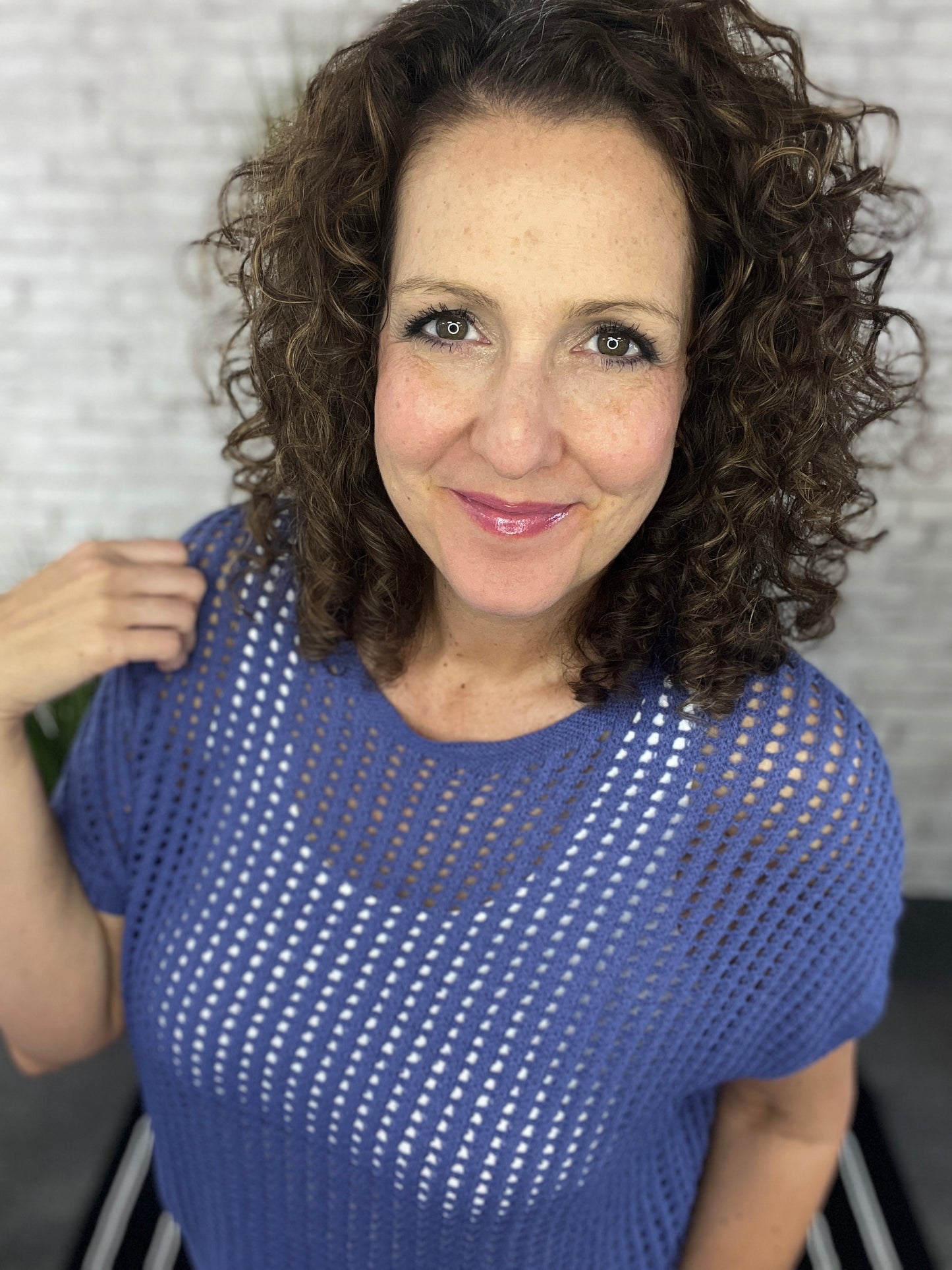 Short Sleeve Open Knit Sweater