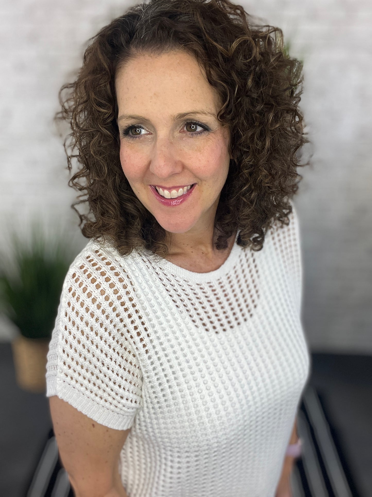 Short Sleeve Open Knit Sweater