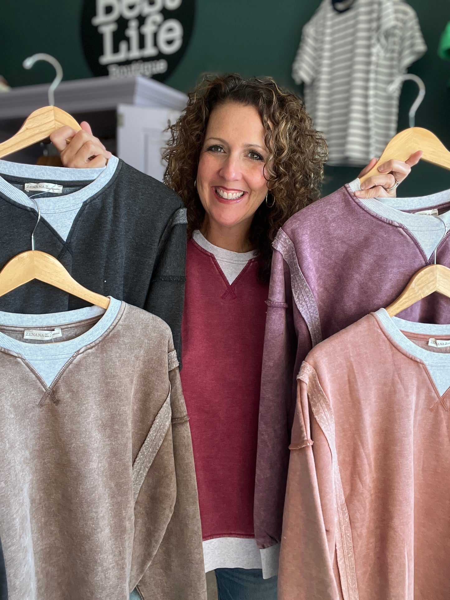 Fleece Washed Pullover with Contrast Trim