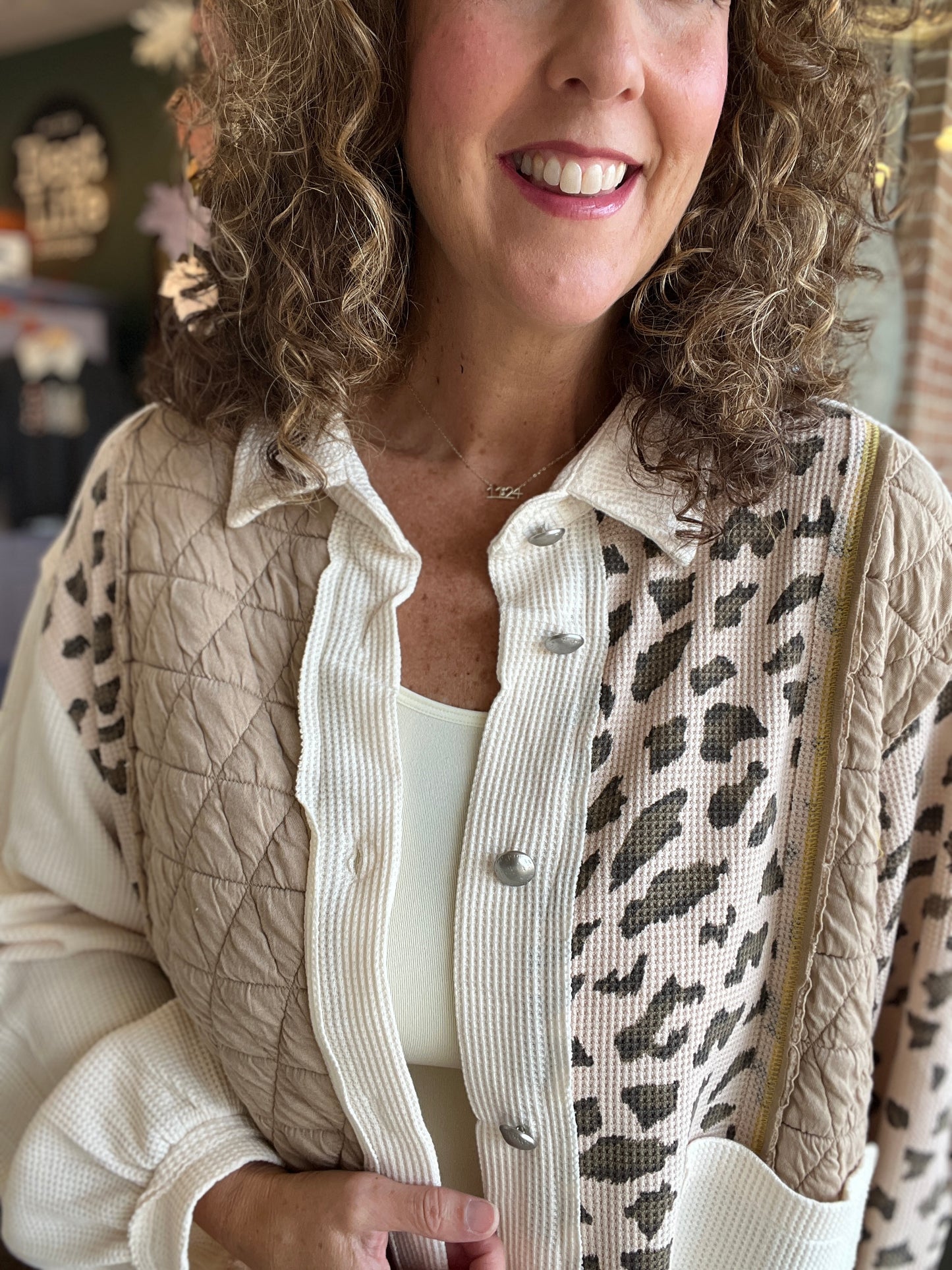 Quilted & Patched Leopard Jacket