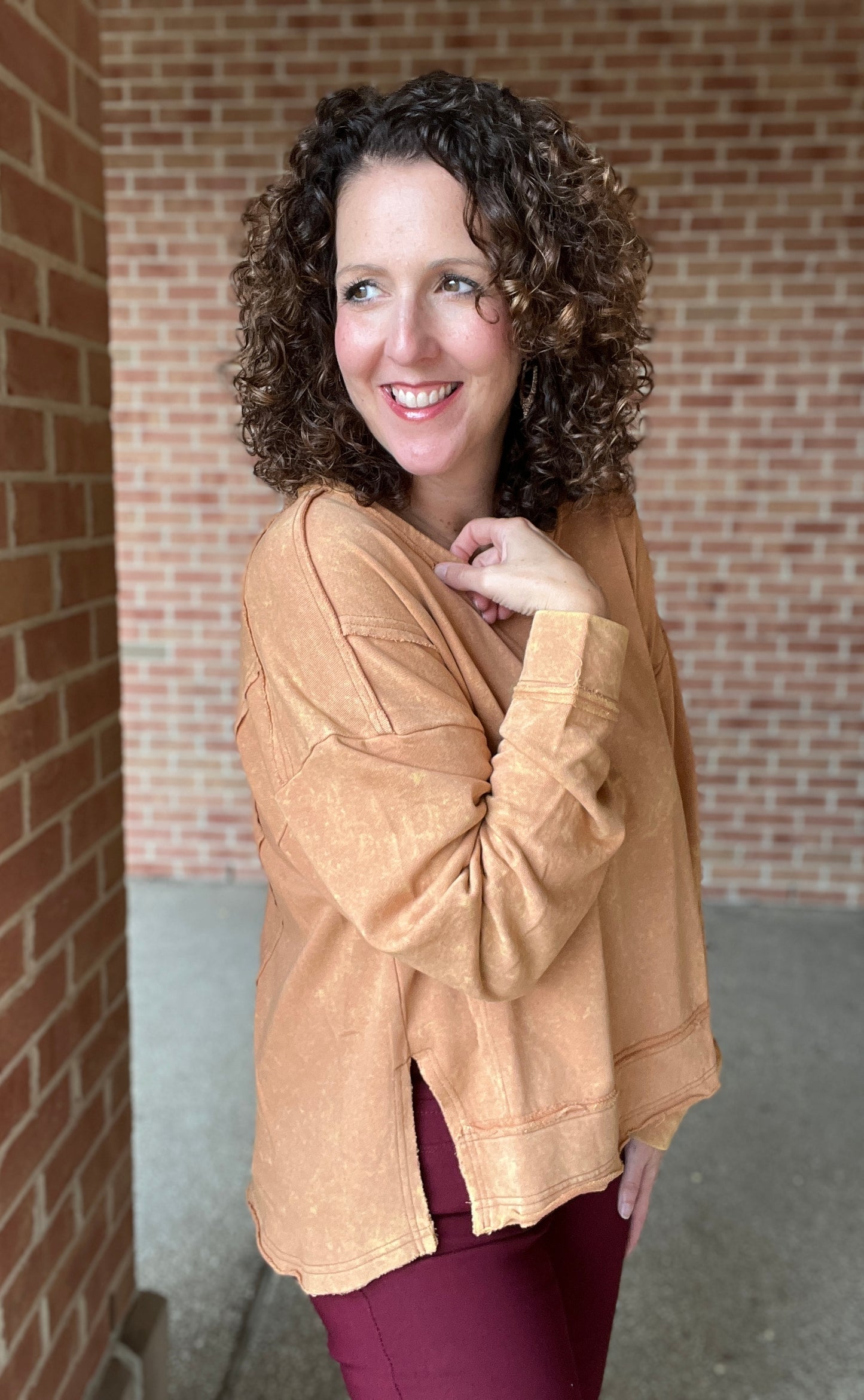 Vintage Wash Casual Knit Top
