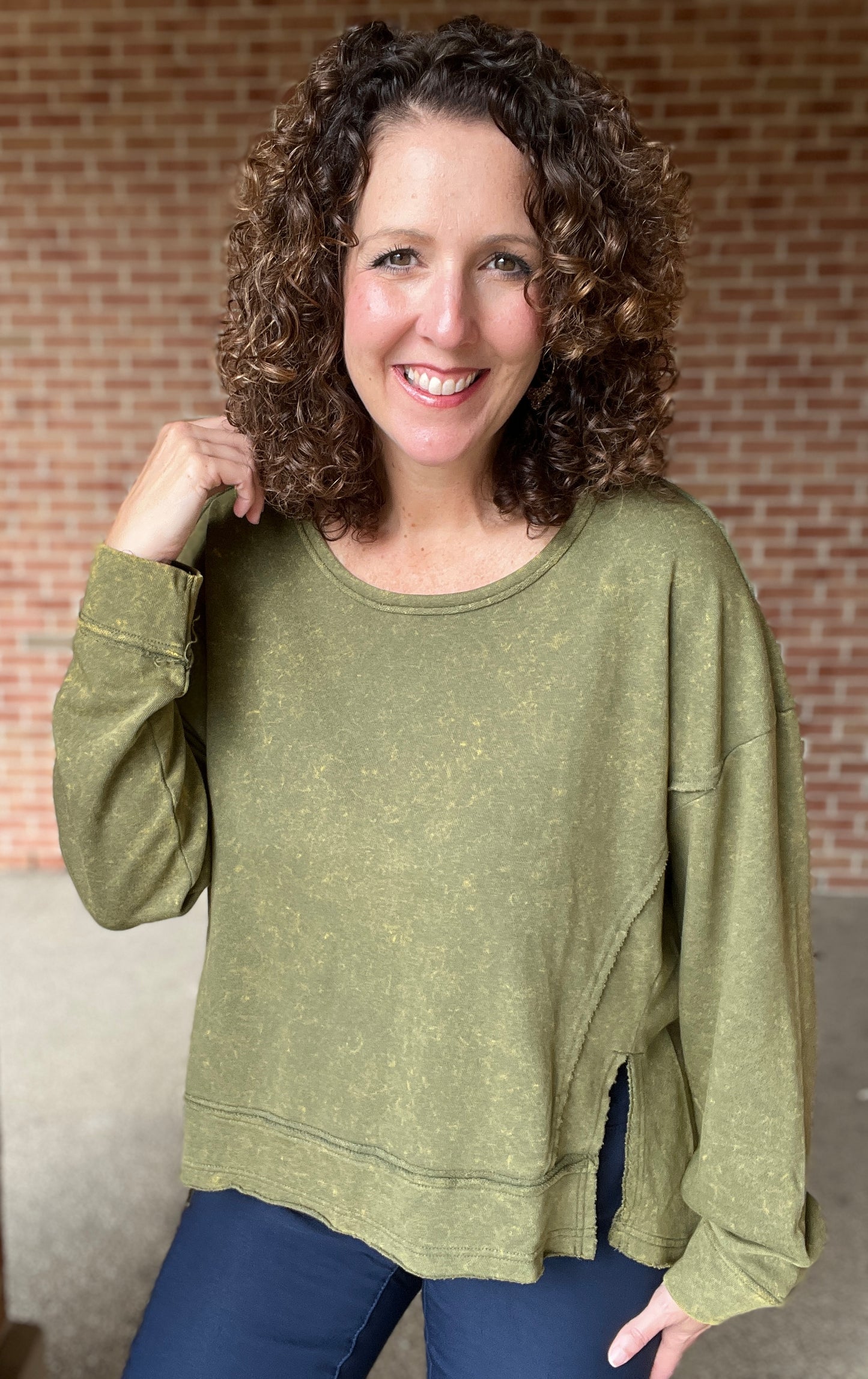 Vintage Wash Casual Knit Top