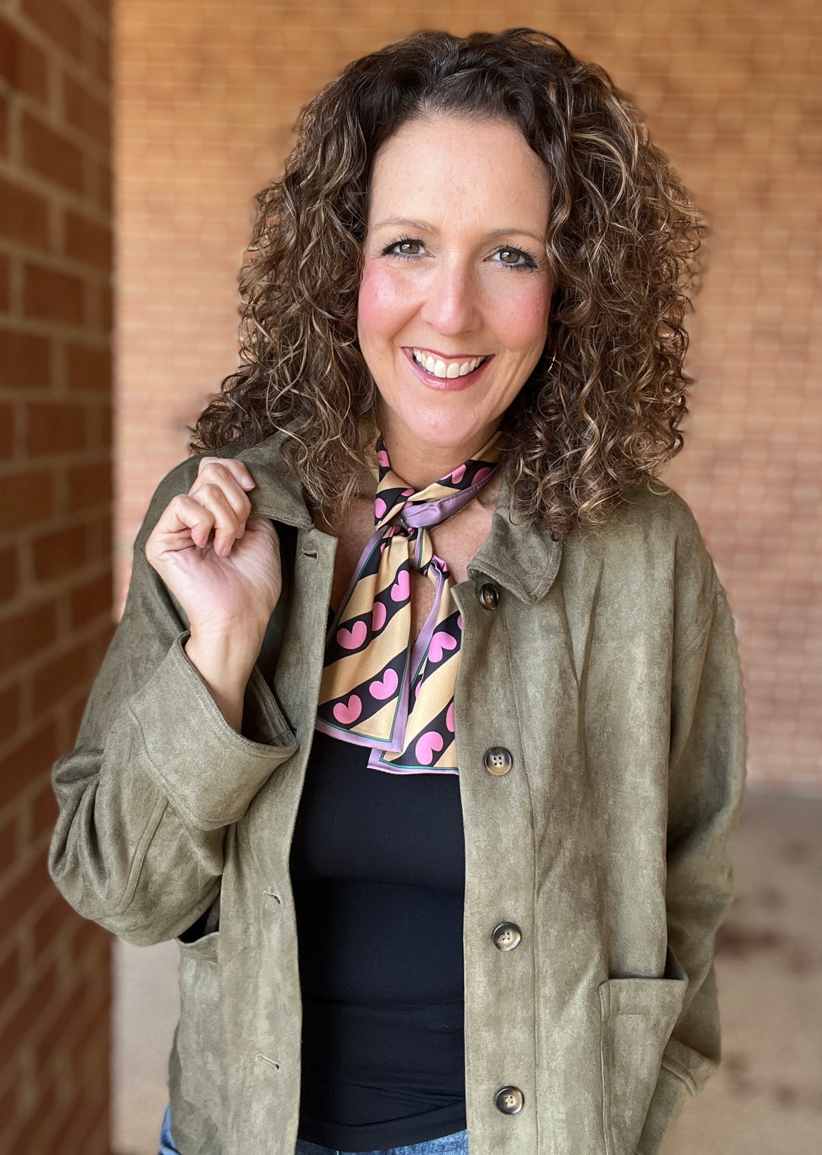 Faux Suede Button Up Jacket