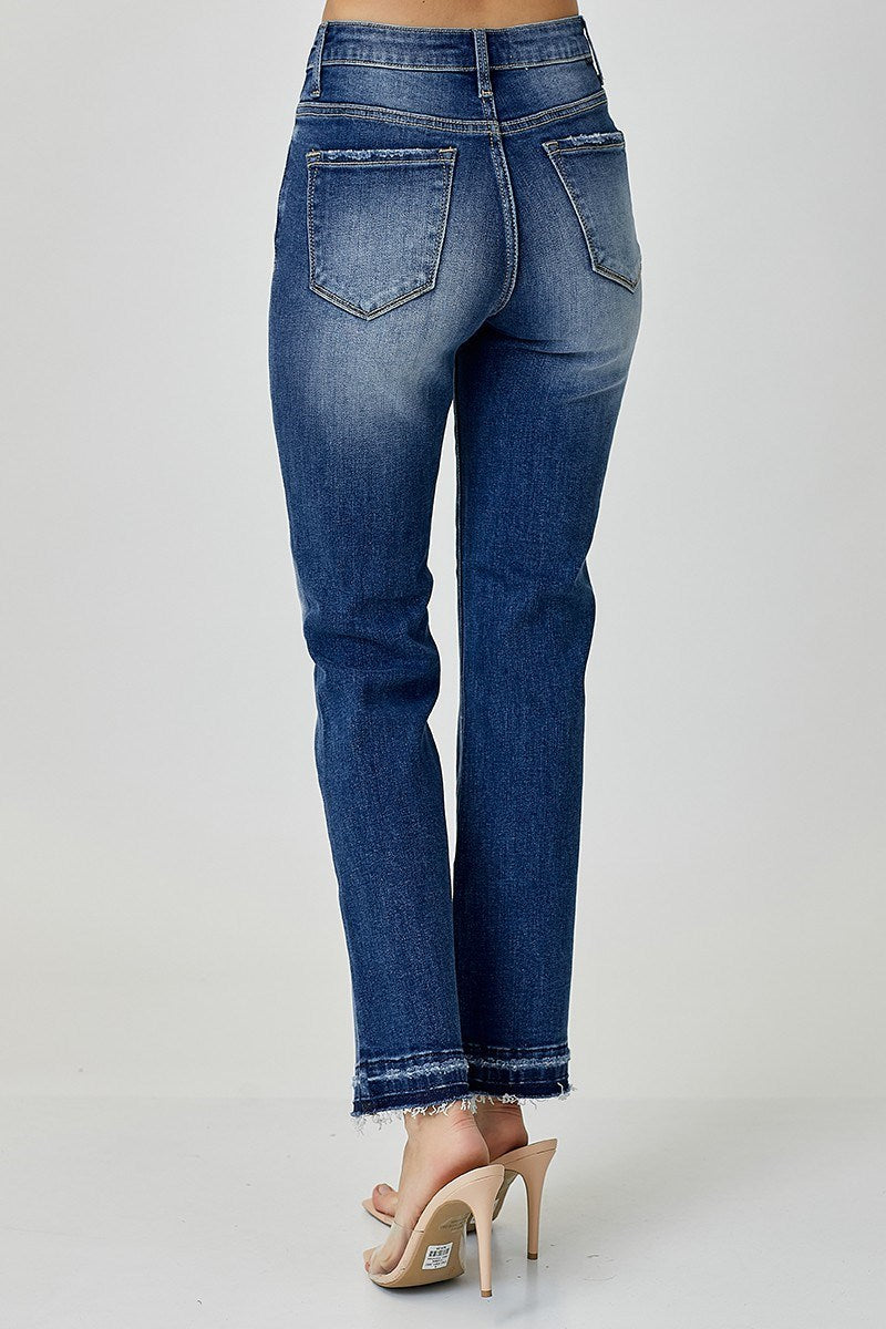 RISEN Released Hem Ankle Straight Jeans