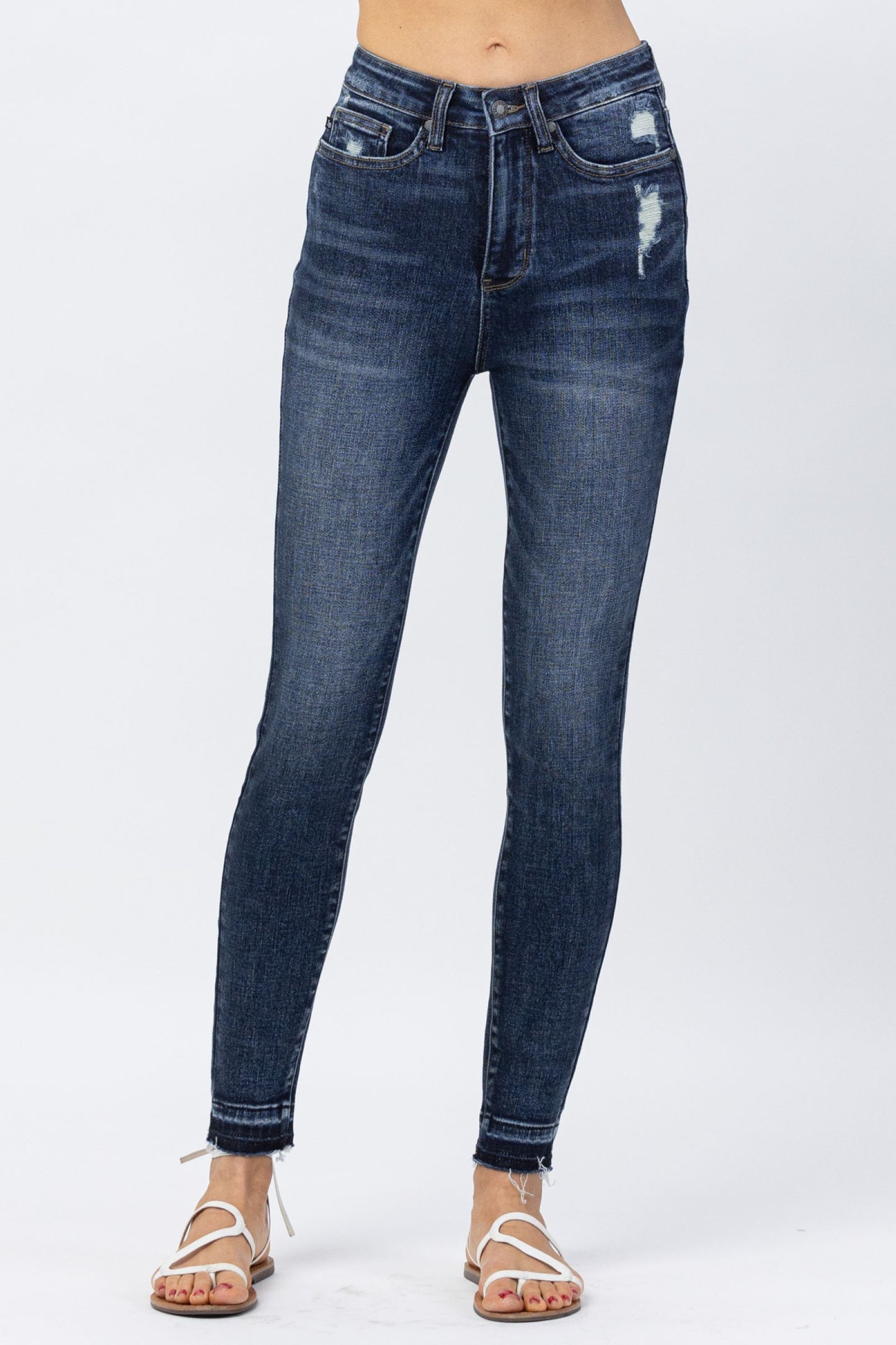 JUDY BLUE Open Hem Tummy Control Skinny Jeans