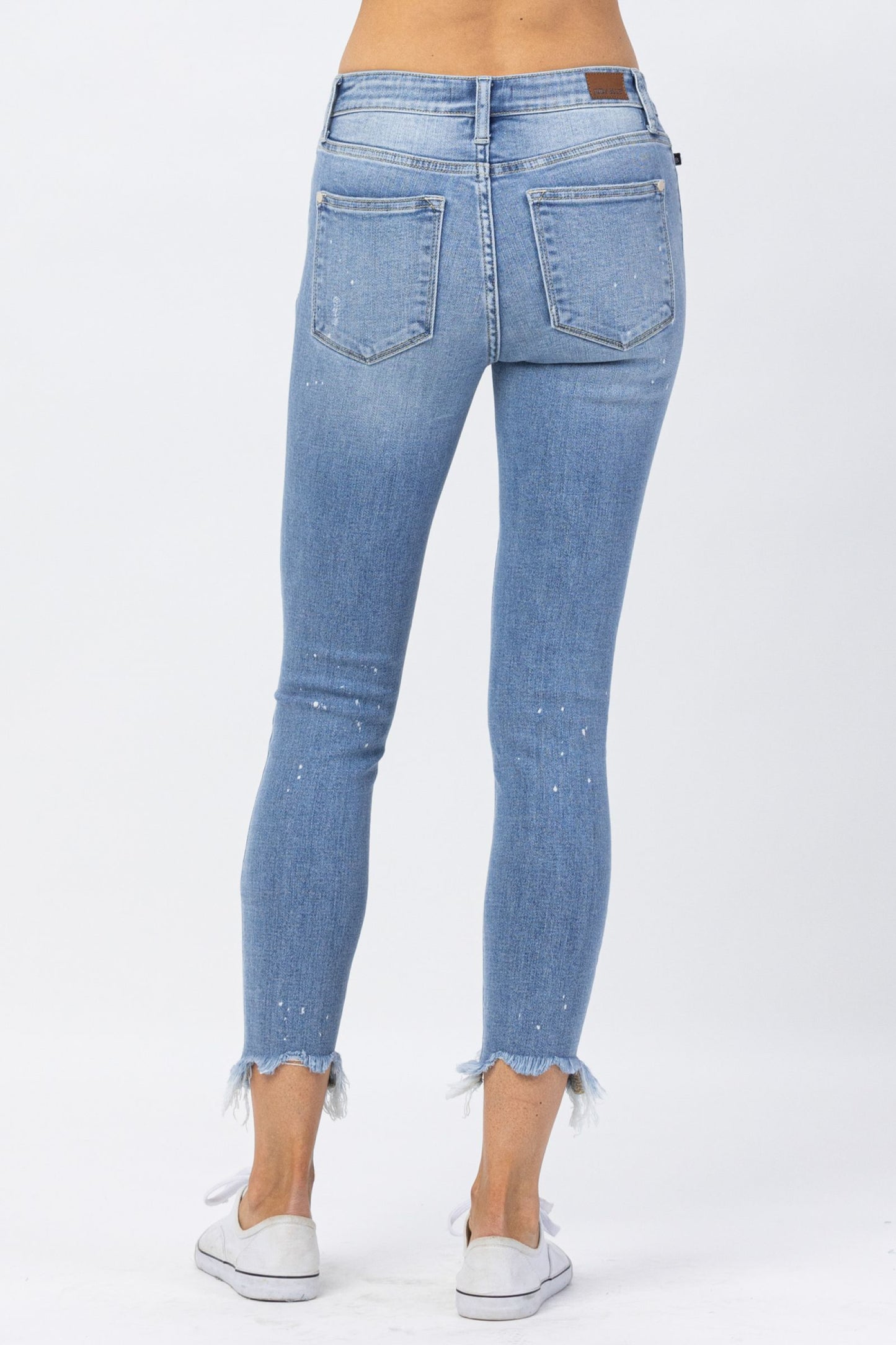 JUDY BLUE Bleach Splash Shark Bite Skinny Jeans