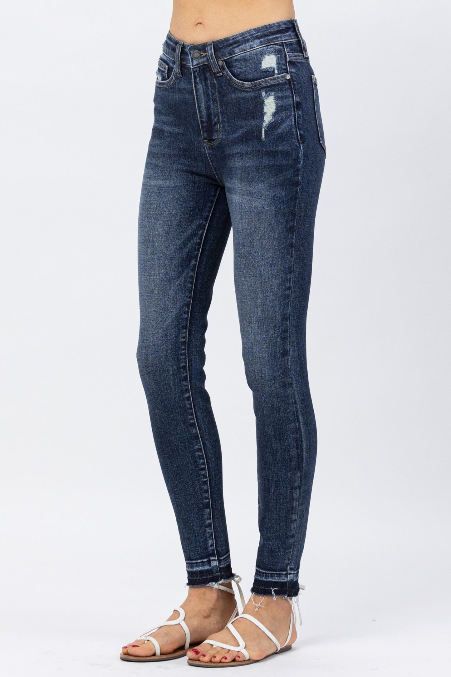 JUDY BLUE Open Hem Tummy Control Skinny Jeans