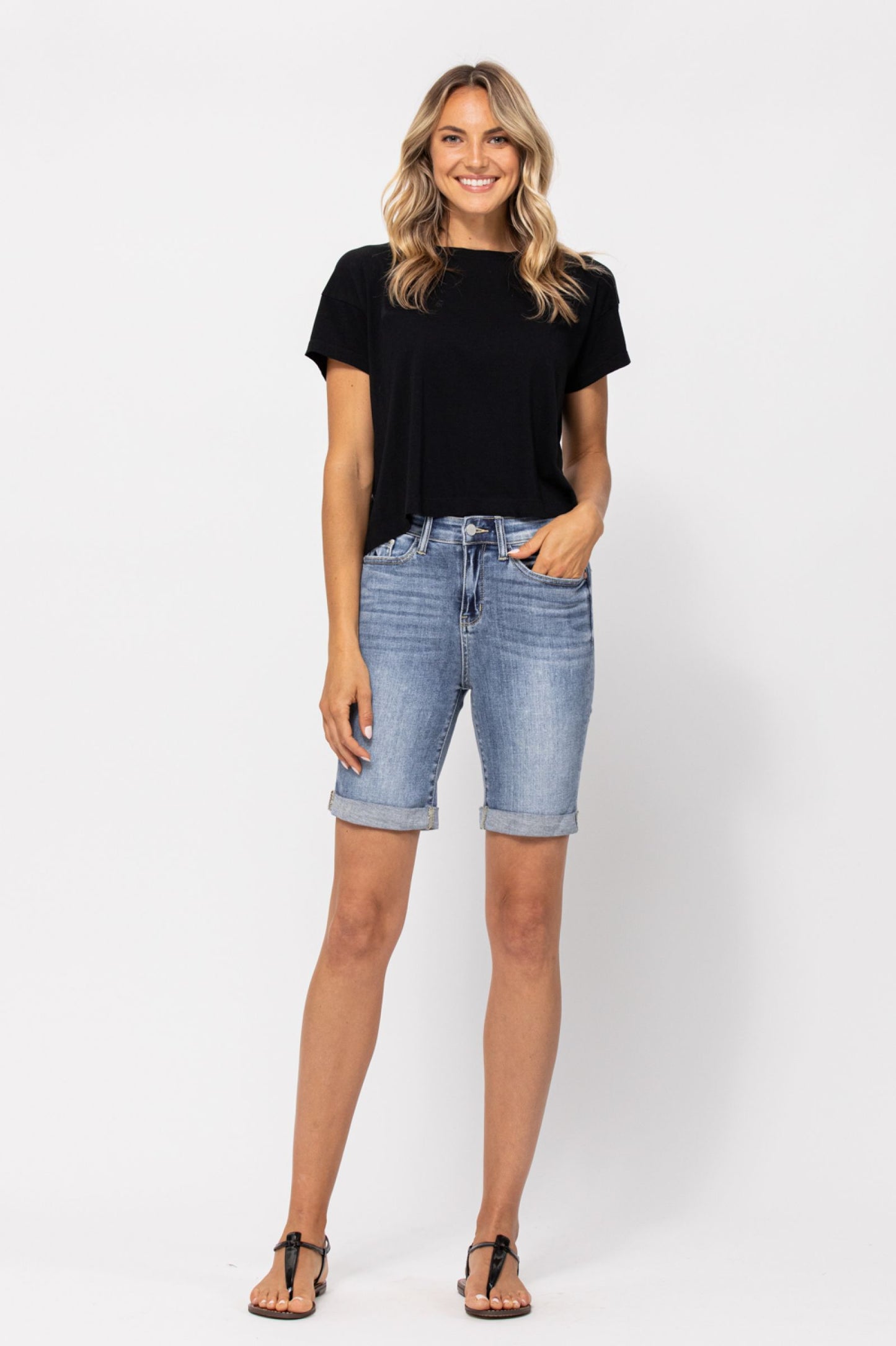 JUDY BLUE Rinse Wash Bermuda Shorts