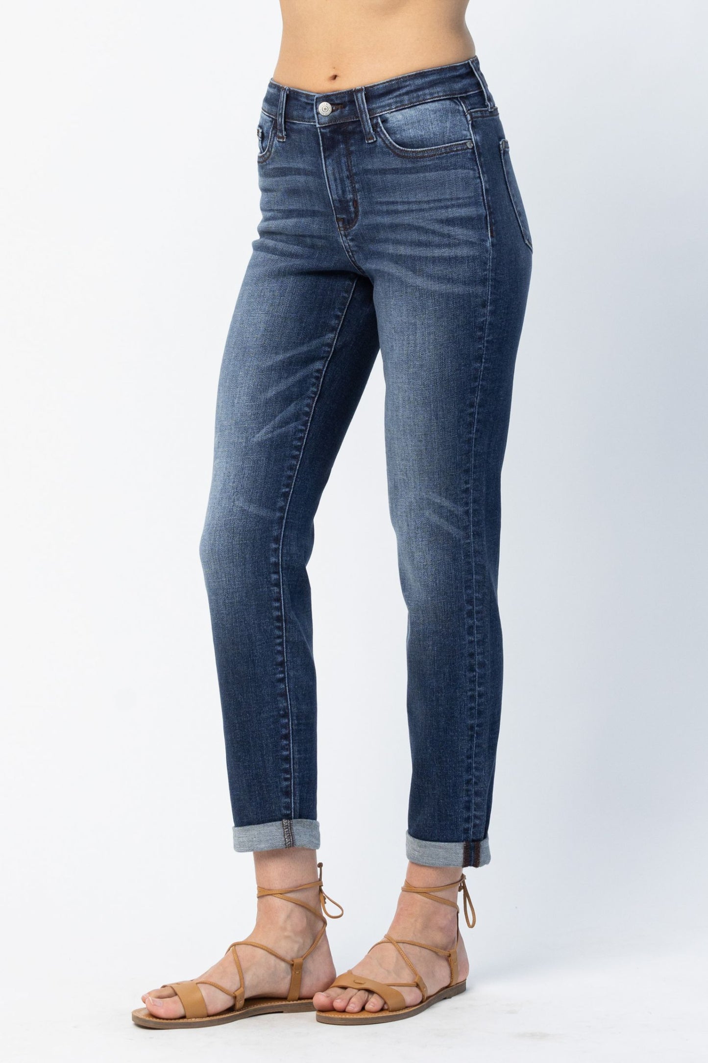 JUDY BLUE Cuffed Slim Fit Jeans