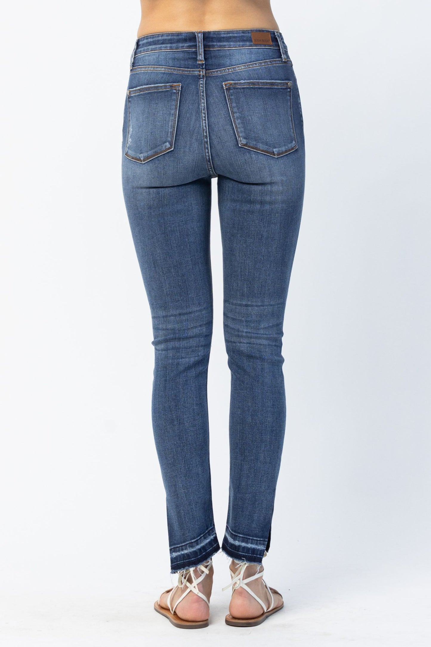 JUDY BLUE Released Hem Side Slit Skinny Jeans