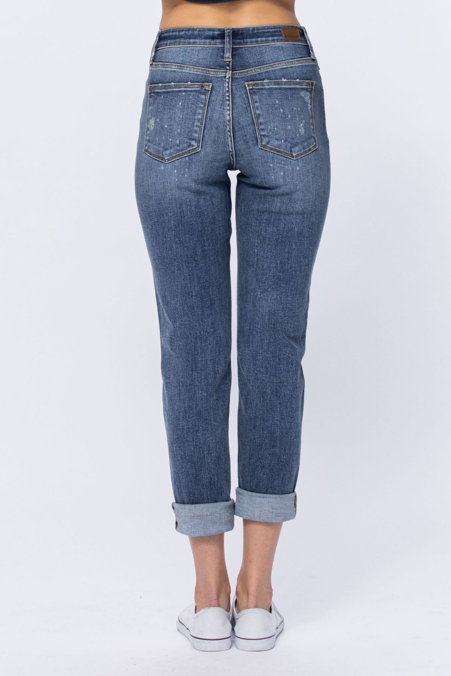 JUDY BLUE Bleach Splash Boyfriend Jeans