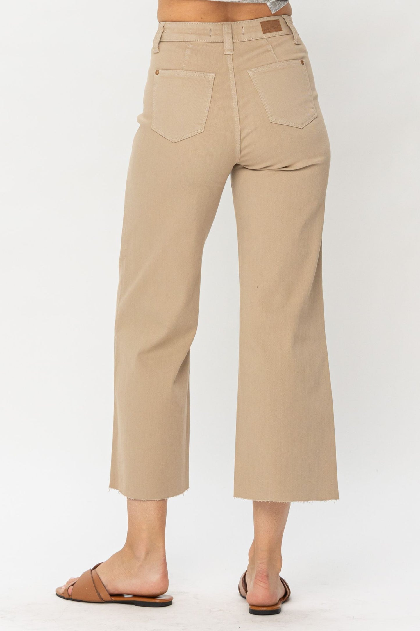 JUDY BLUE Khaki Wide Leg Crop Jeans