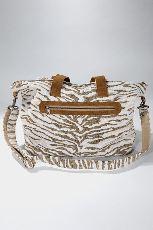 Tiger Motif Fringed Bag