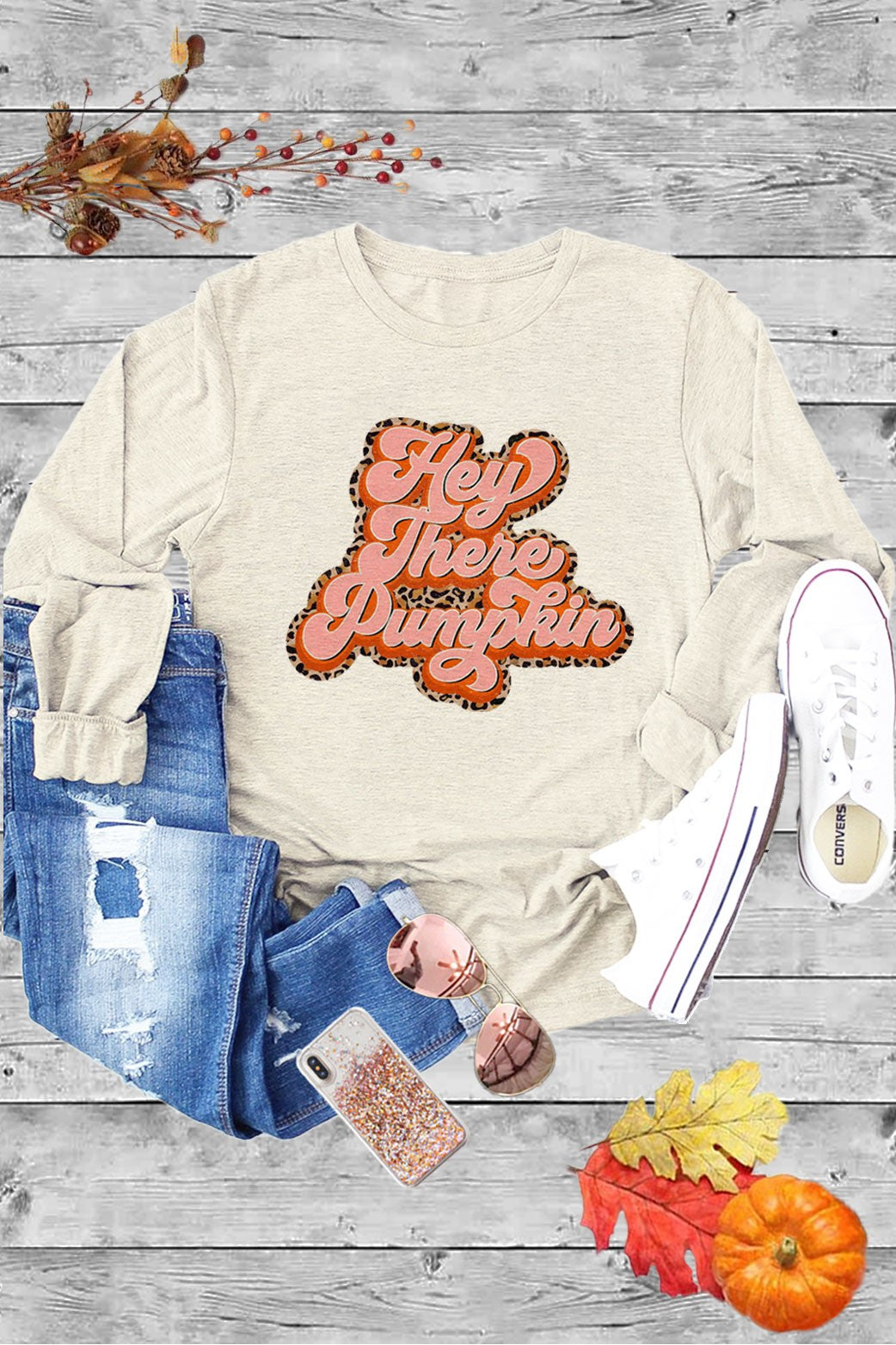 HEY THERE PUMPKIN Long Sleeved Graphic Tee
