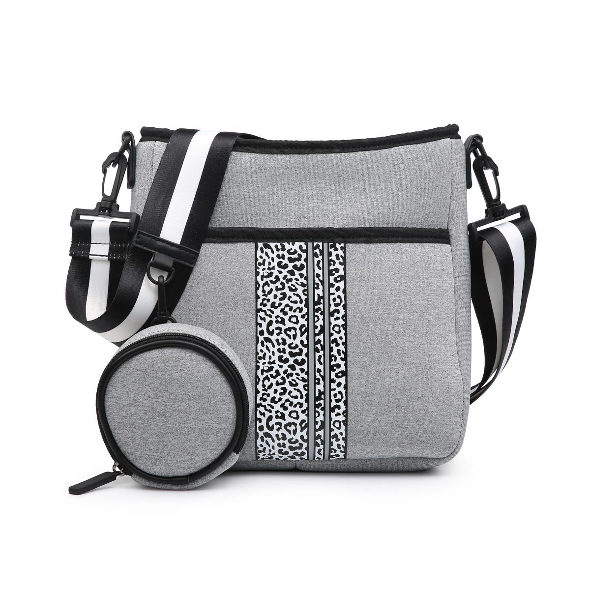 Printed Neoprene Crossbody Bag with Guitar Strap