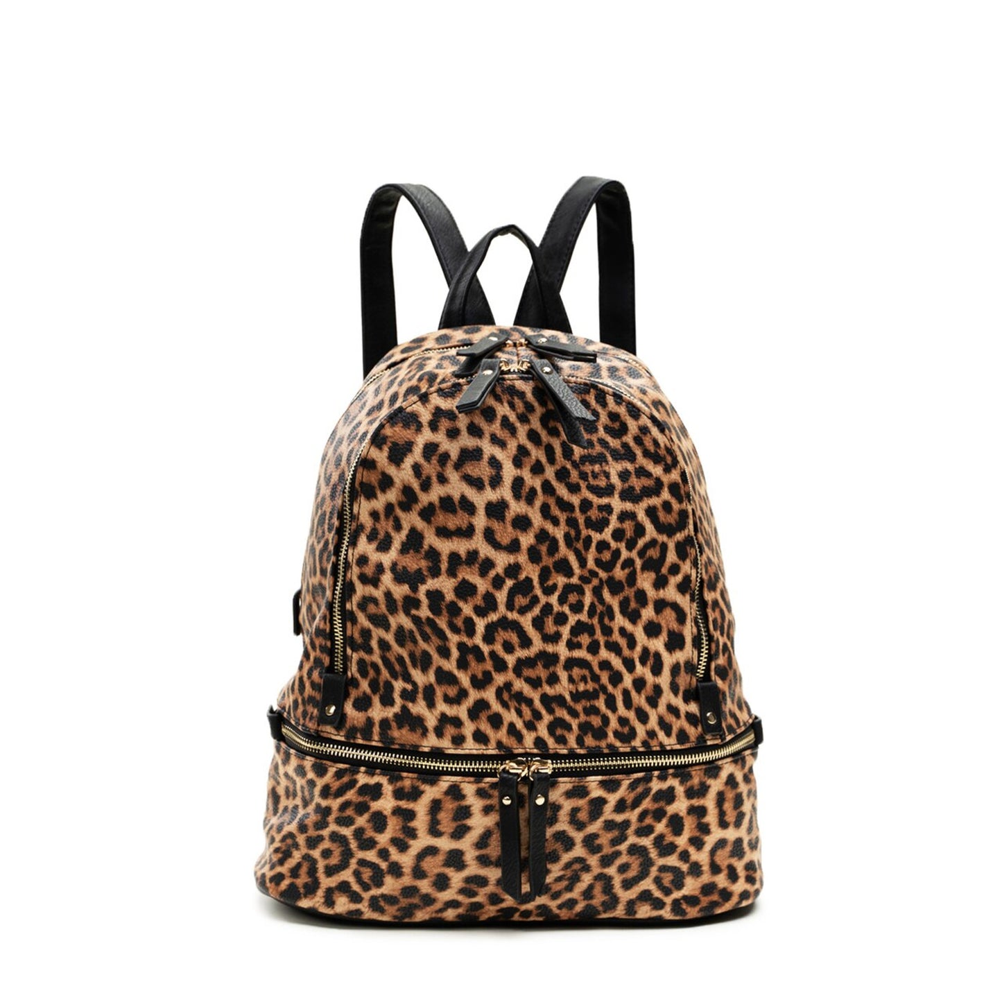 Leopard Backpack with Three Zipper Compartments