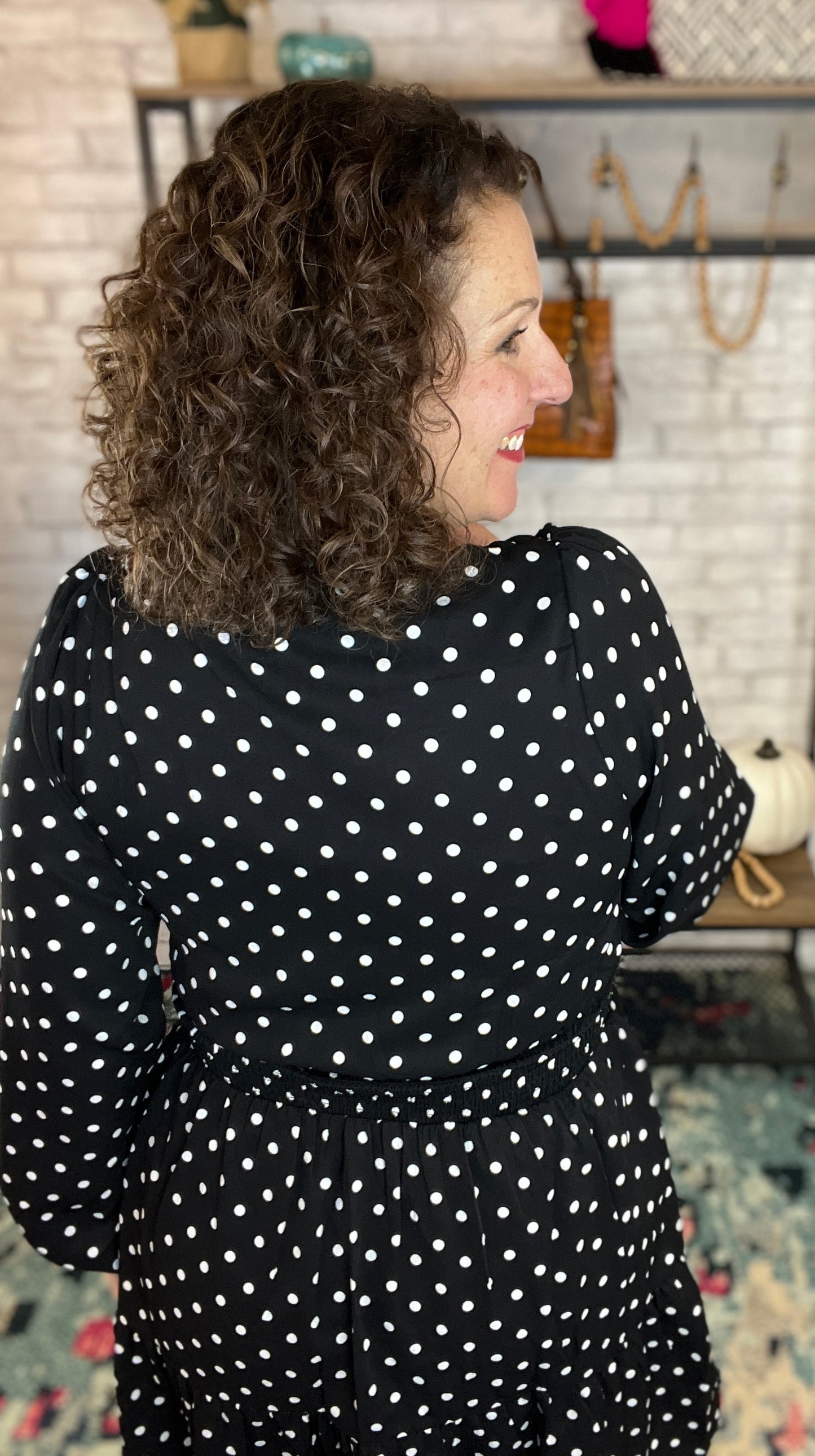 Polka Dot Smocked Waist Dress