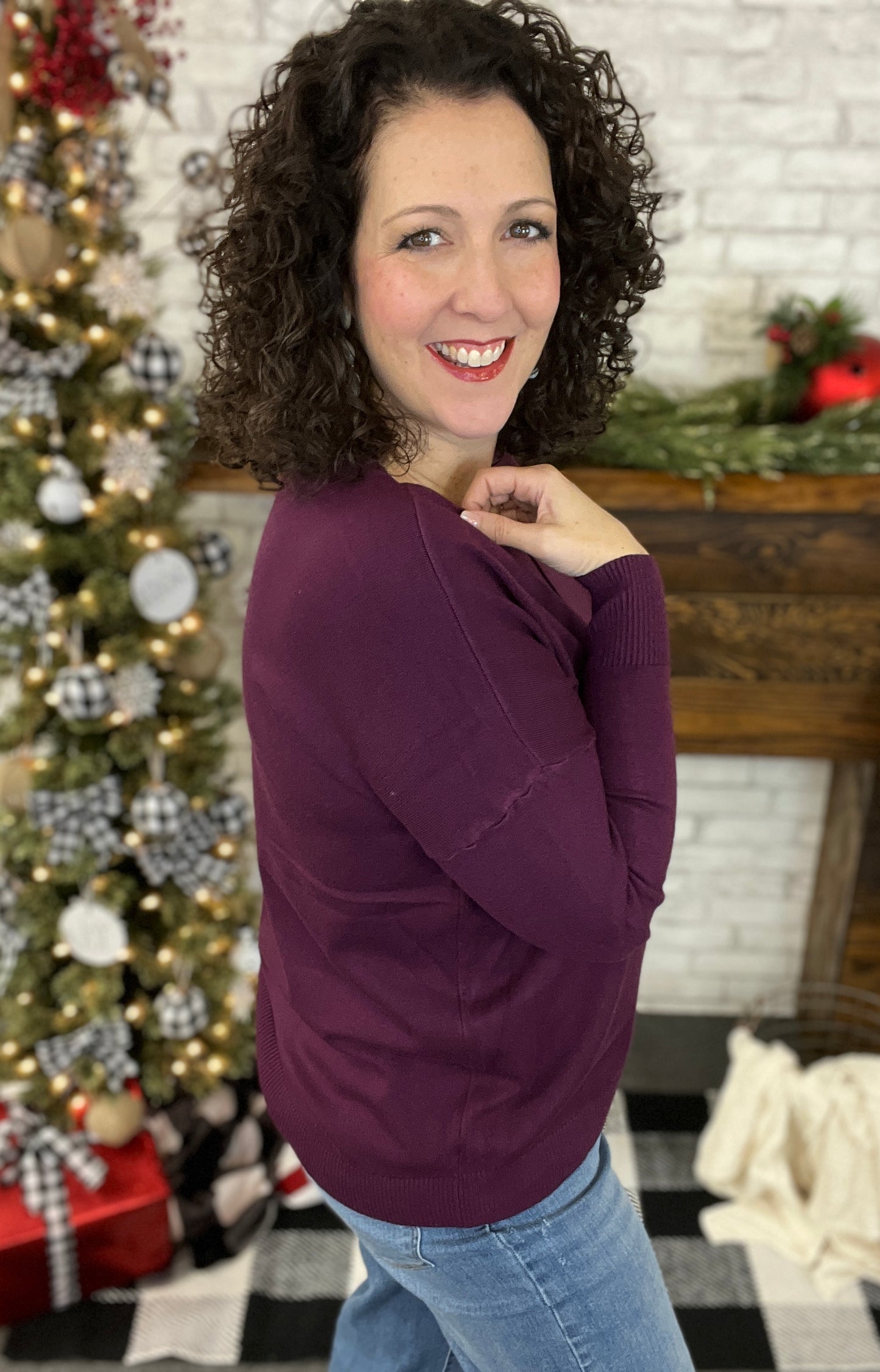 Front Seam V Neck Sweater