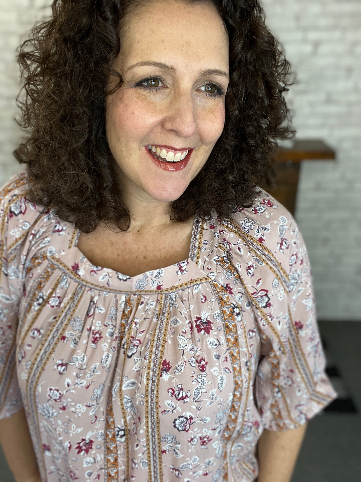 Square Neck Floral Blouse