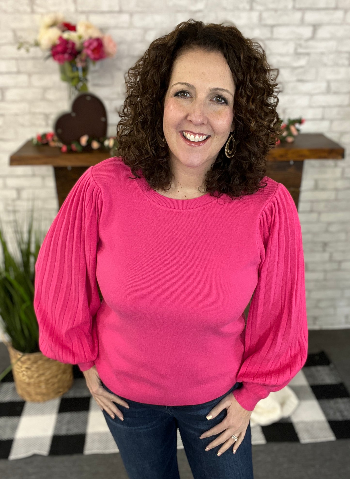 Pleated Sleeve Sweater