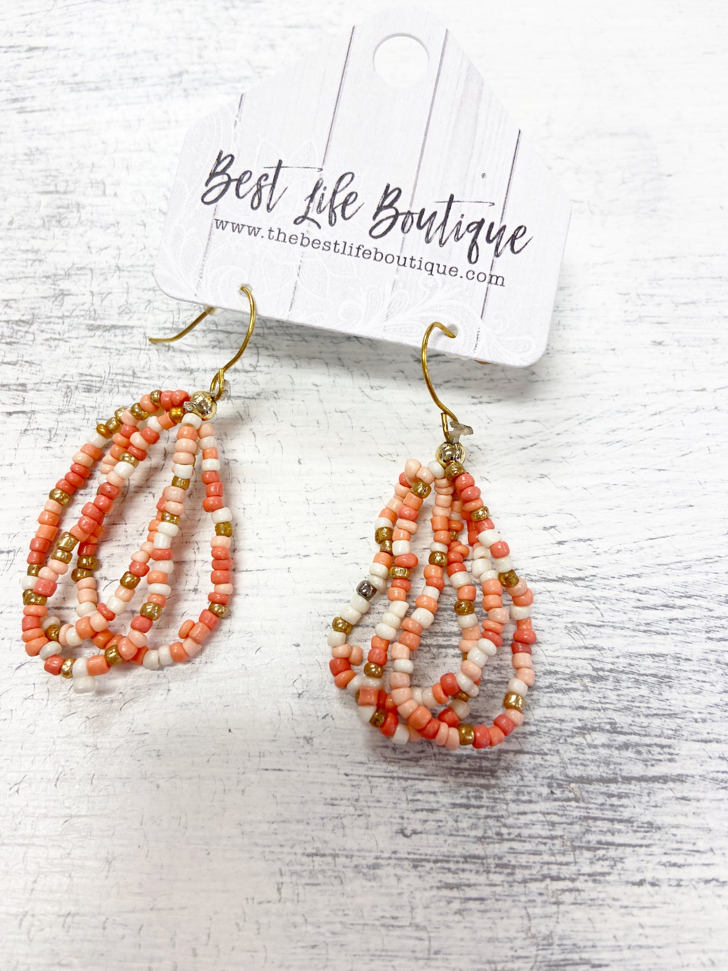 Layered Bead Teardrop Earrings