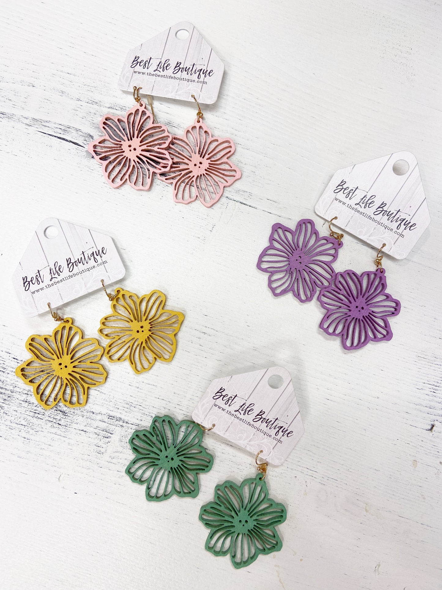 Wood Flower Filagree Earrings