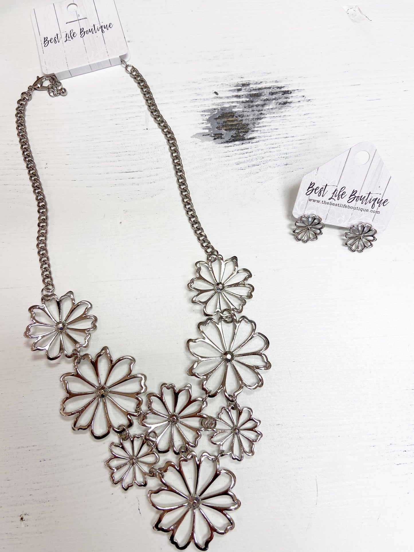 Silver Floral Earrings