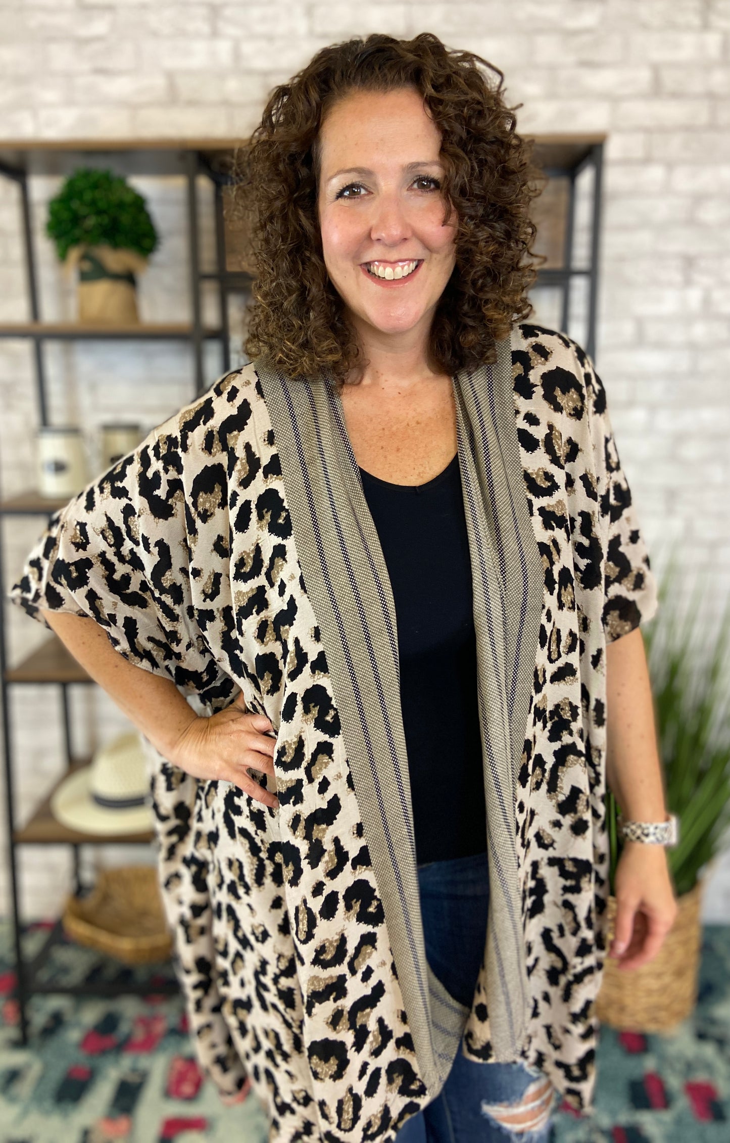 Leopard and Stripe Kimono