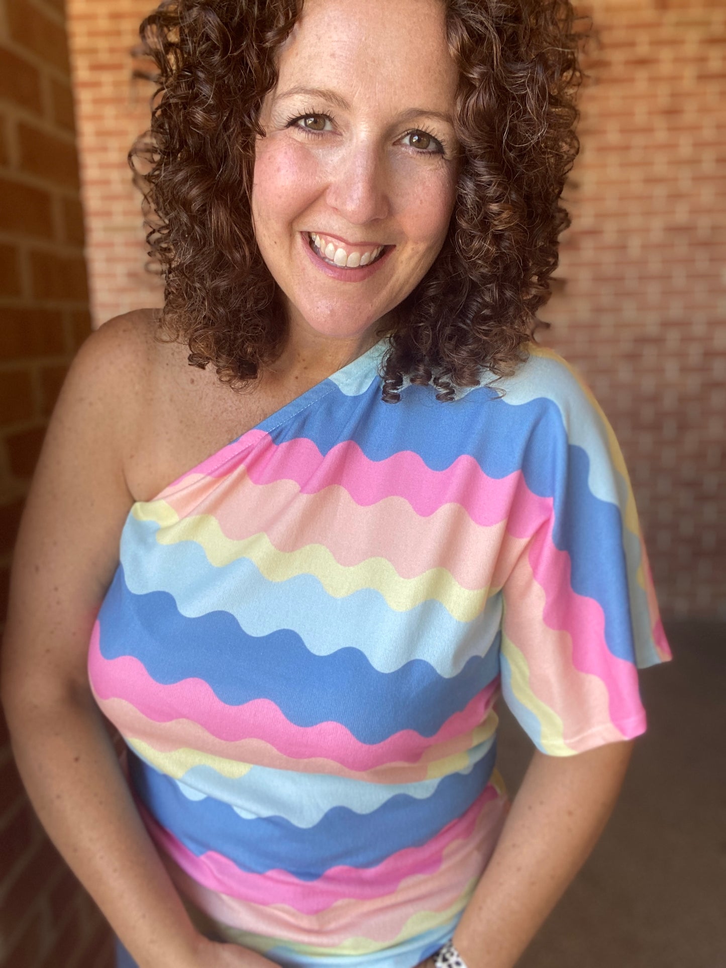 Multi Stripe One Shoulder Top