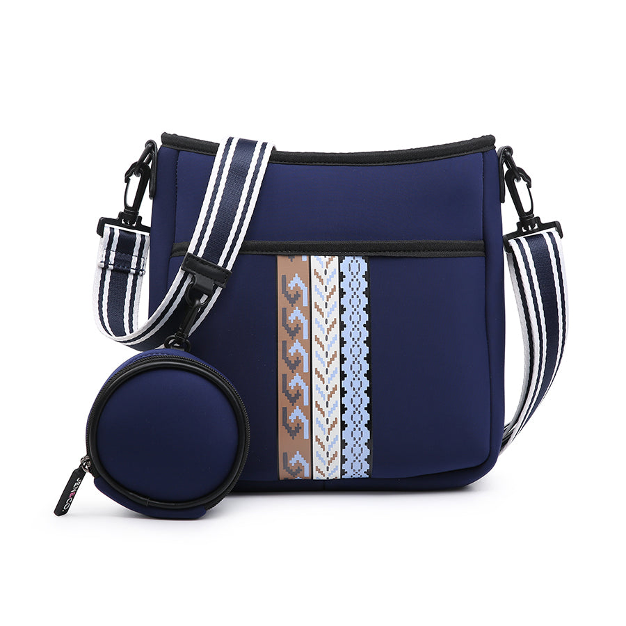 Printed Neoprene Crossbody Bag with Guitar Strap