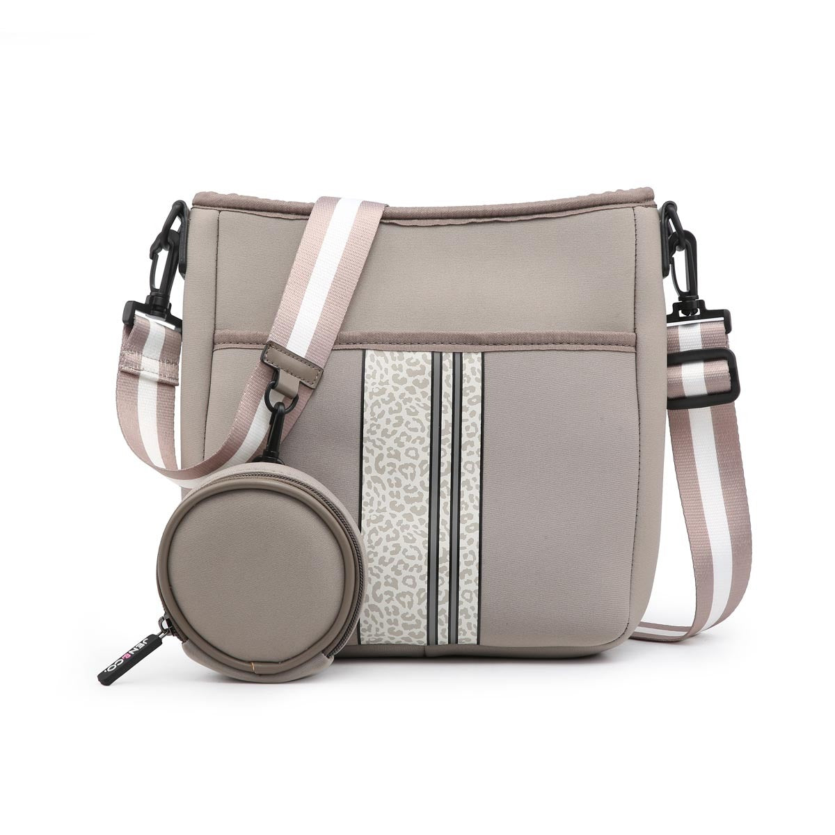 Printed Neoprene Crossbody Bag with Guitar Strap