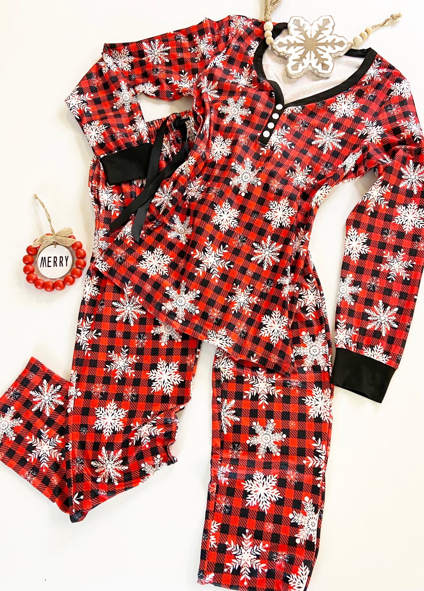 Plaid Snowflake PJ Set