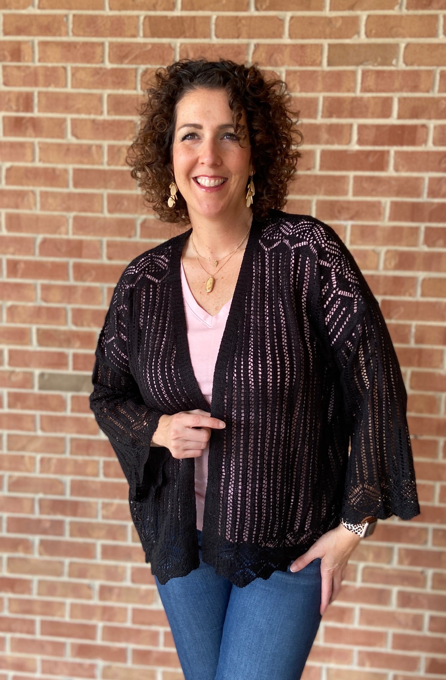 Crocheted Cardigan with Scalloped Edge