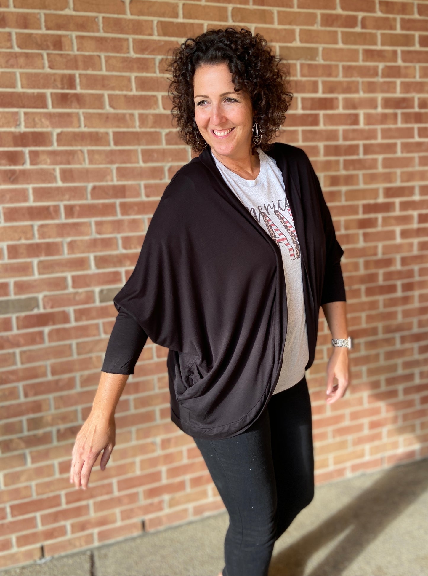 Crepe Cocoon Cardigan - BLACK