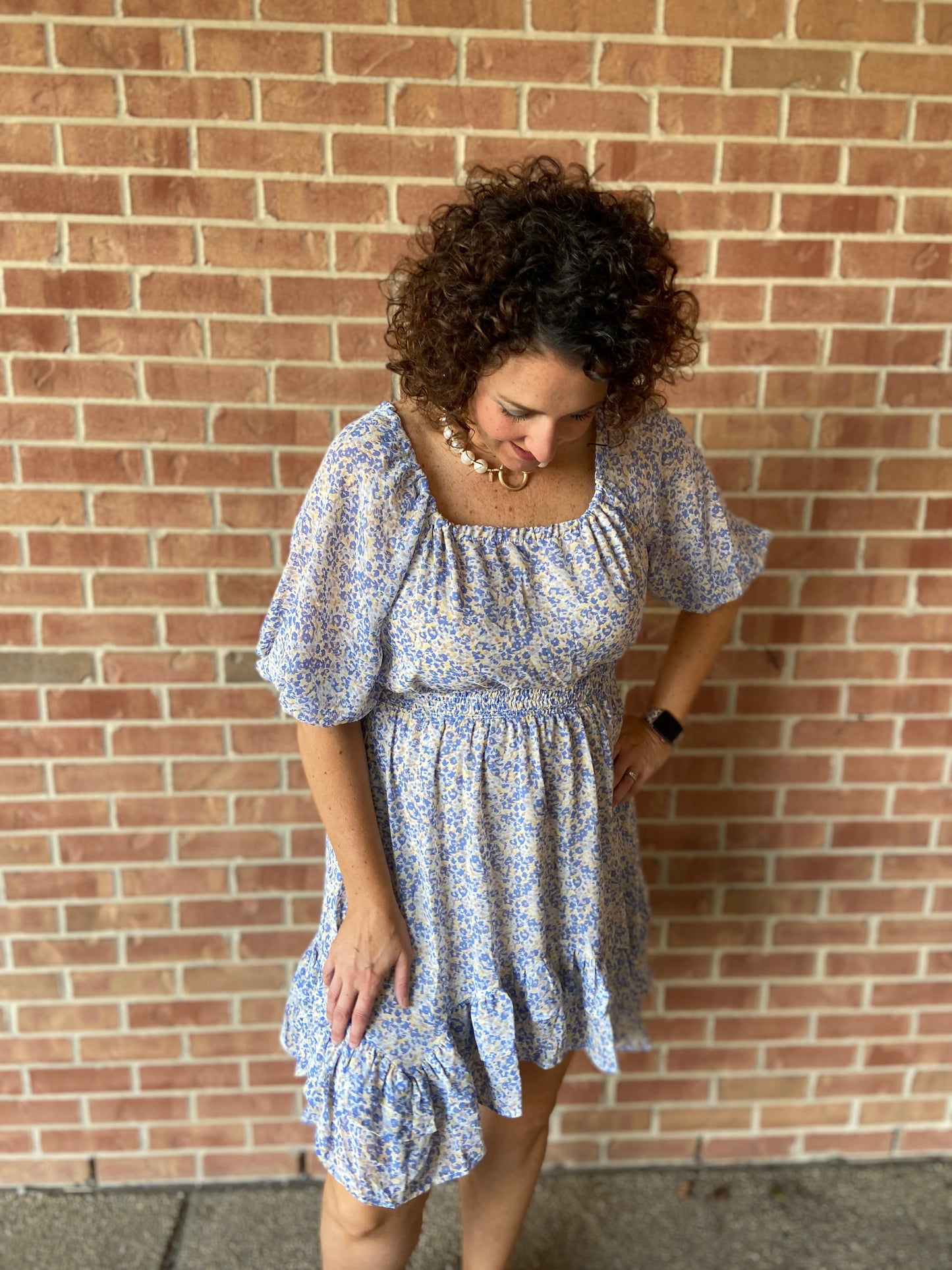Double Ruffle Hem Smocked Waist Dress
