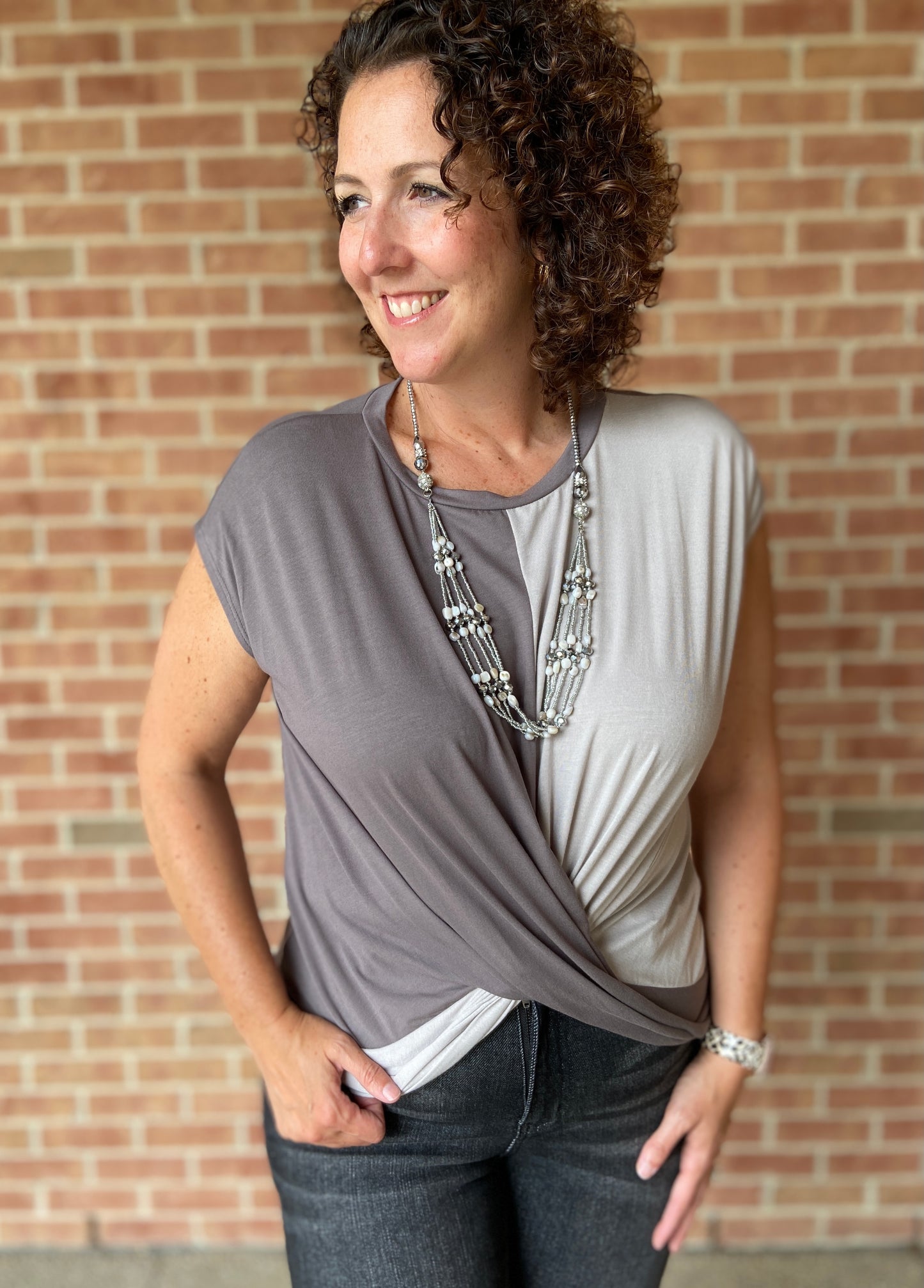 Half and Half Color Block Top