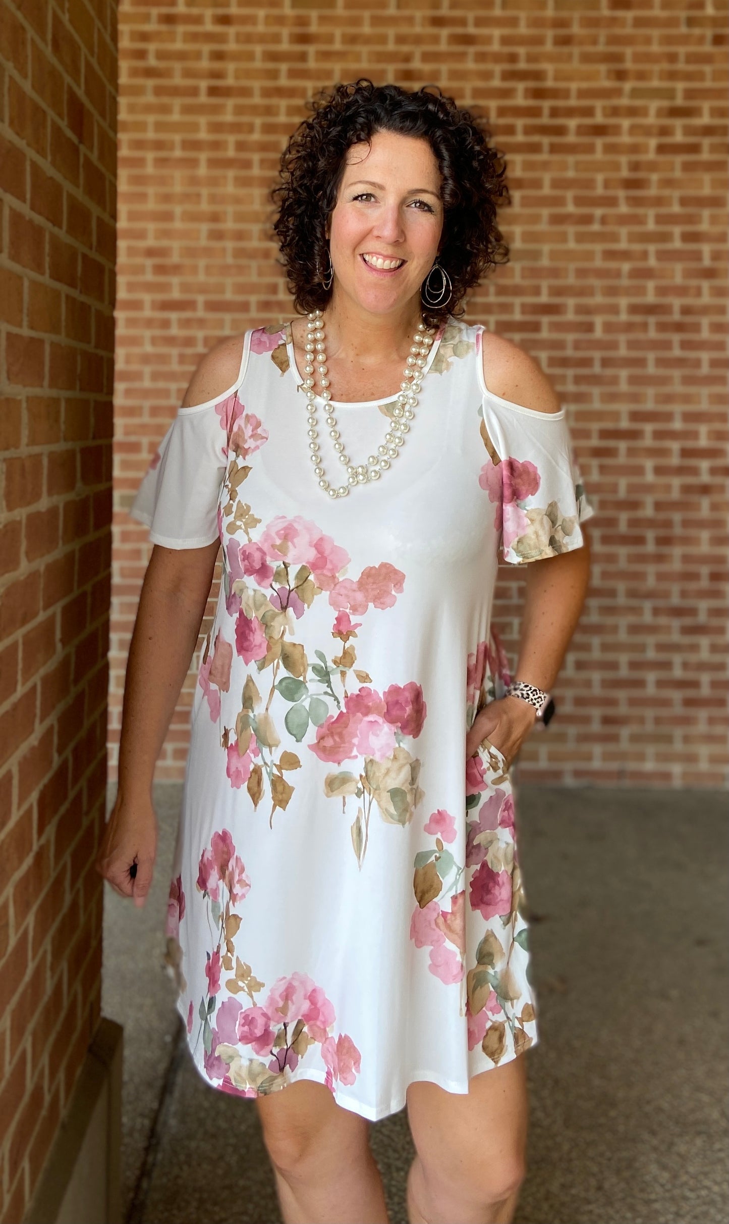 Cold Shoulder Watercolor Floral Dress