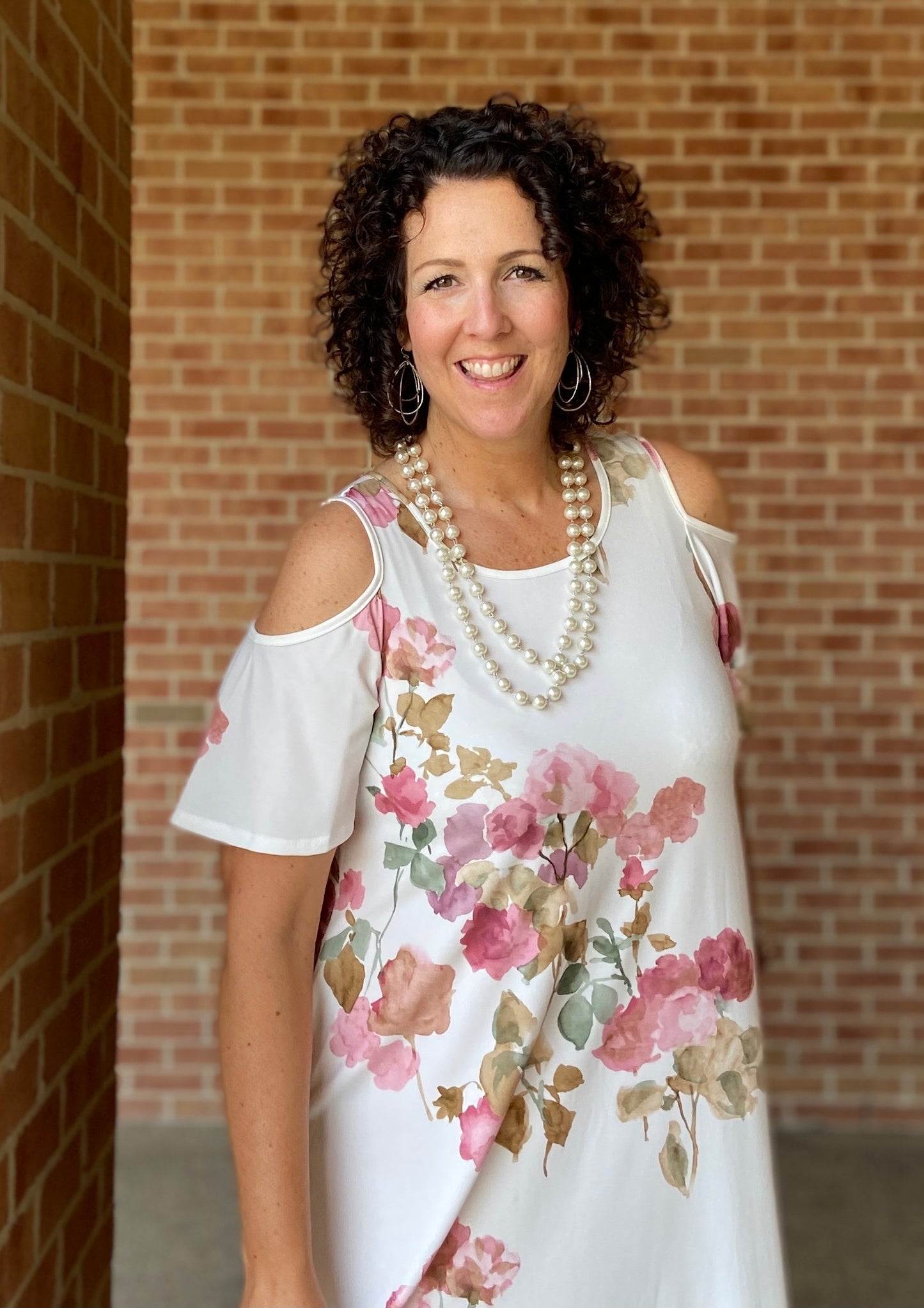Cold Shoulder Watercolor Floral Dress