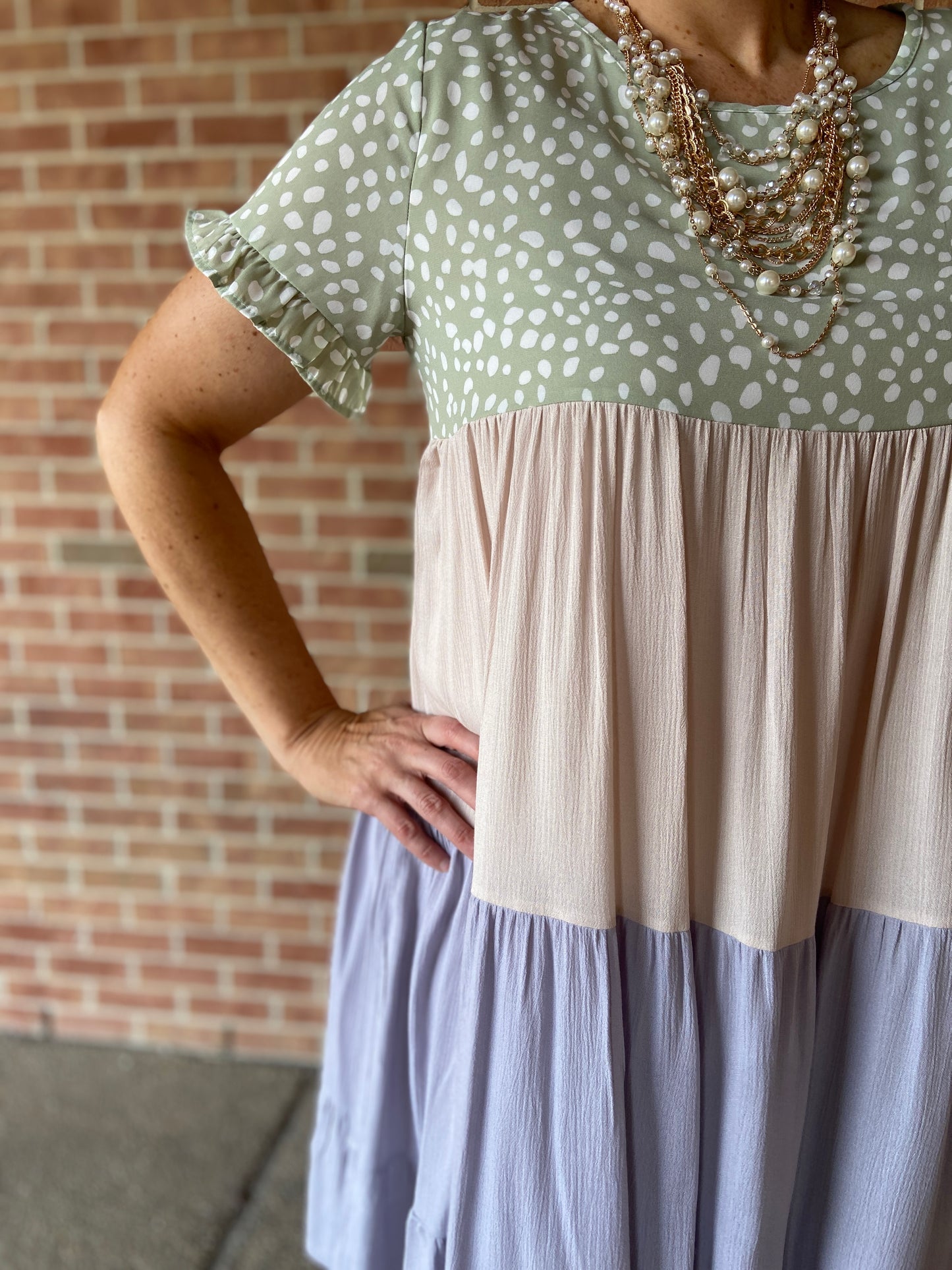 Tiered Color Block Woven Dress