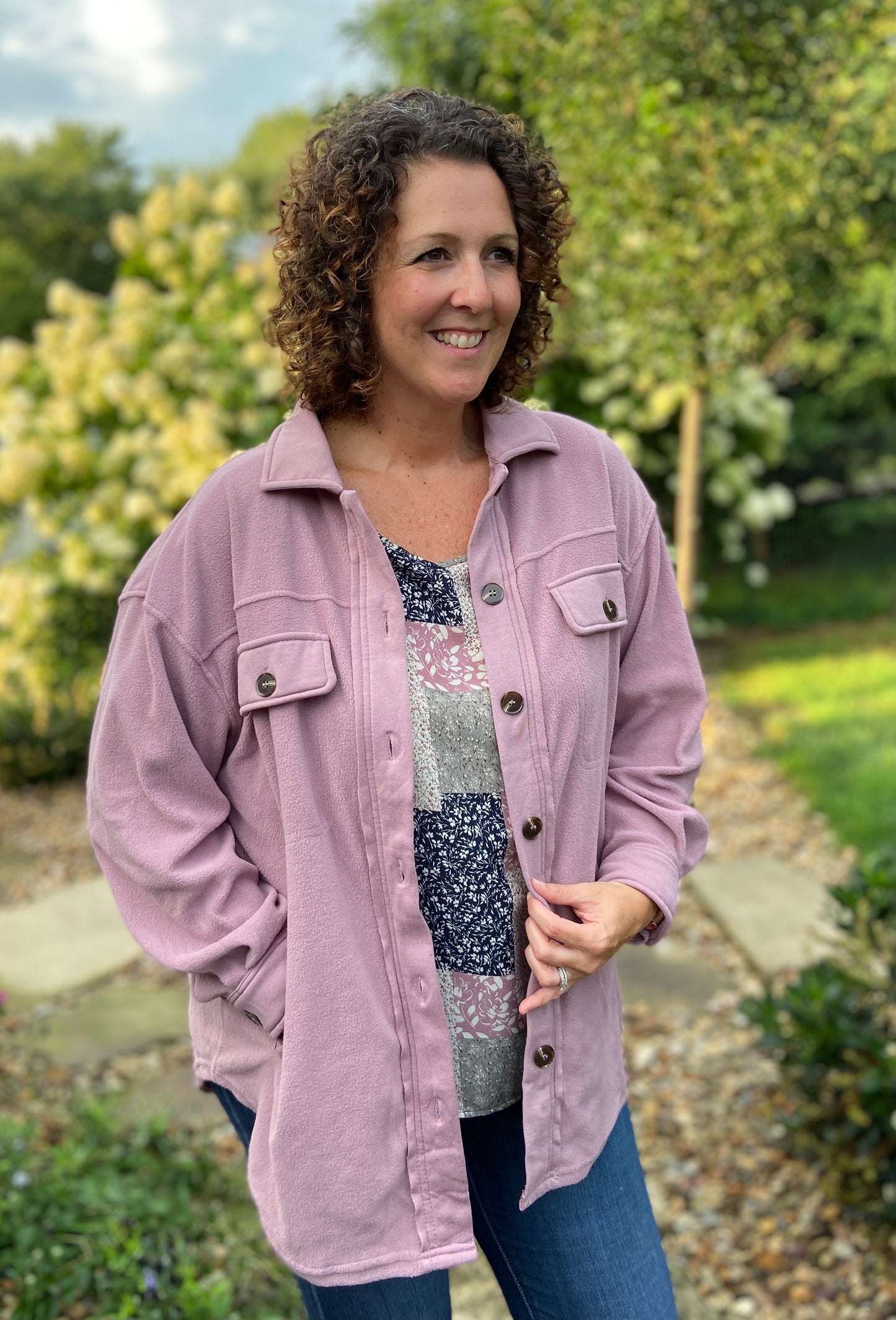 Cozy Fleece Shacket - MAUVE