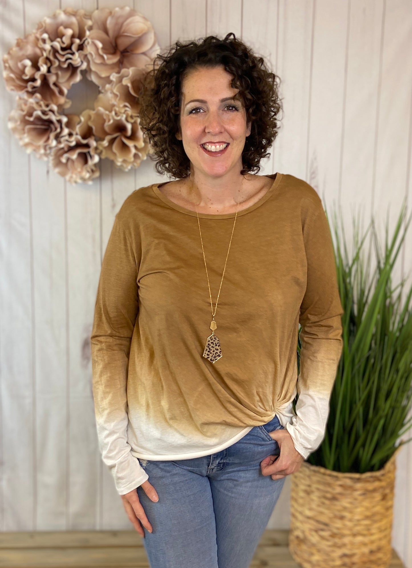 Ombre Top with Gathered Front