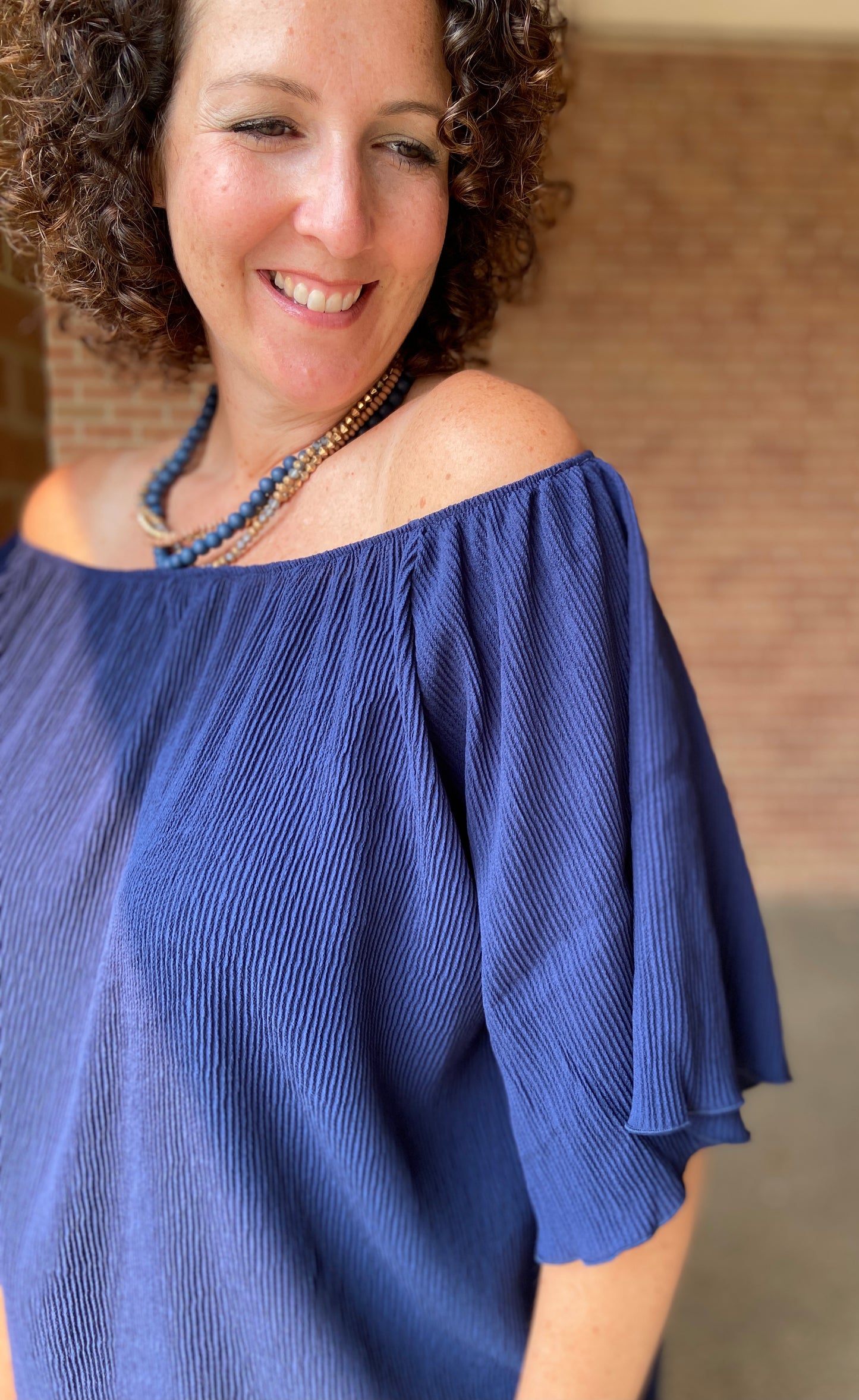 Pleated Bell Sleeve Top
