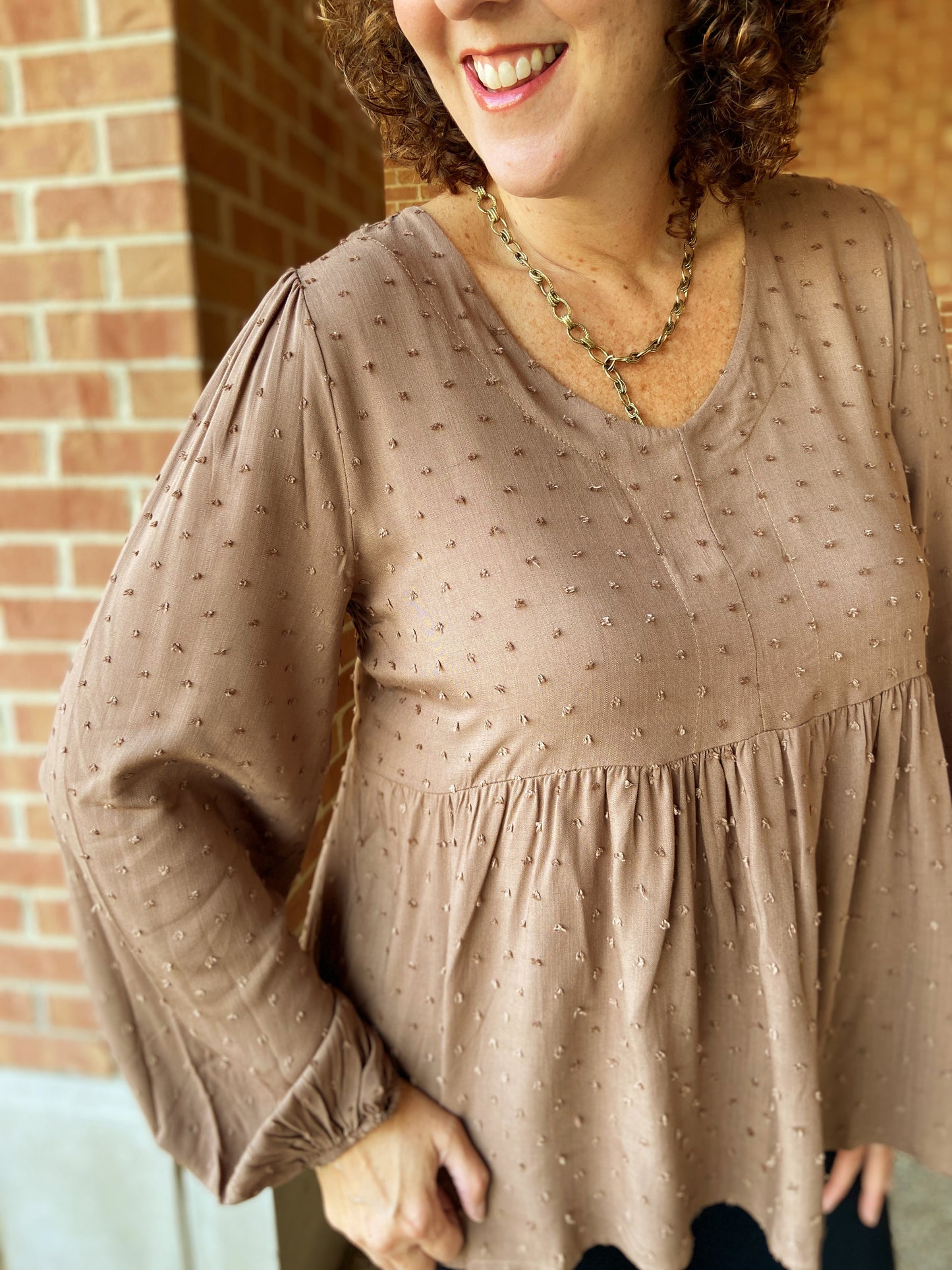 Swiss Dot Balloon Sleeve Top