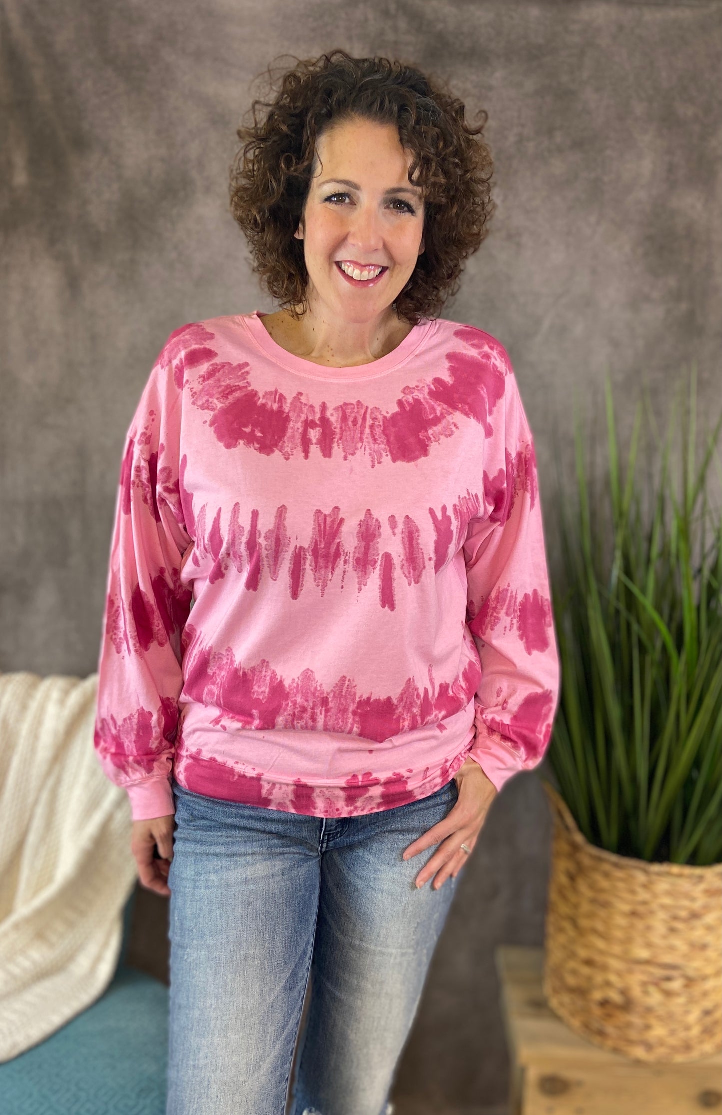 Easy Cotton Tie Dye Top - PINK