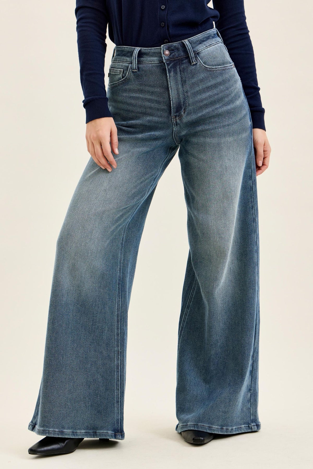 JUDY BLUE 'LIZA' Palazzo Knit Denim Jeans
