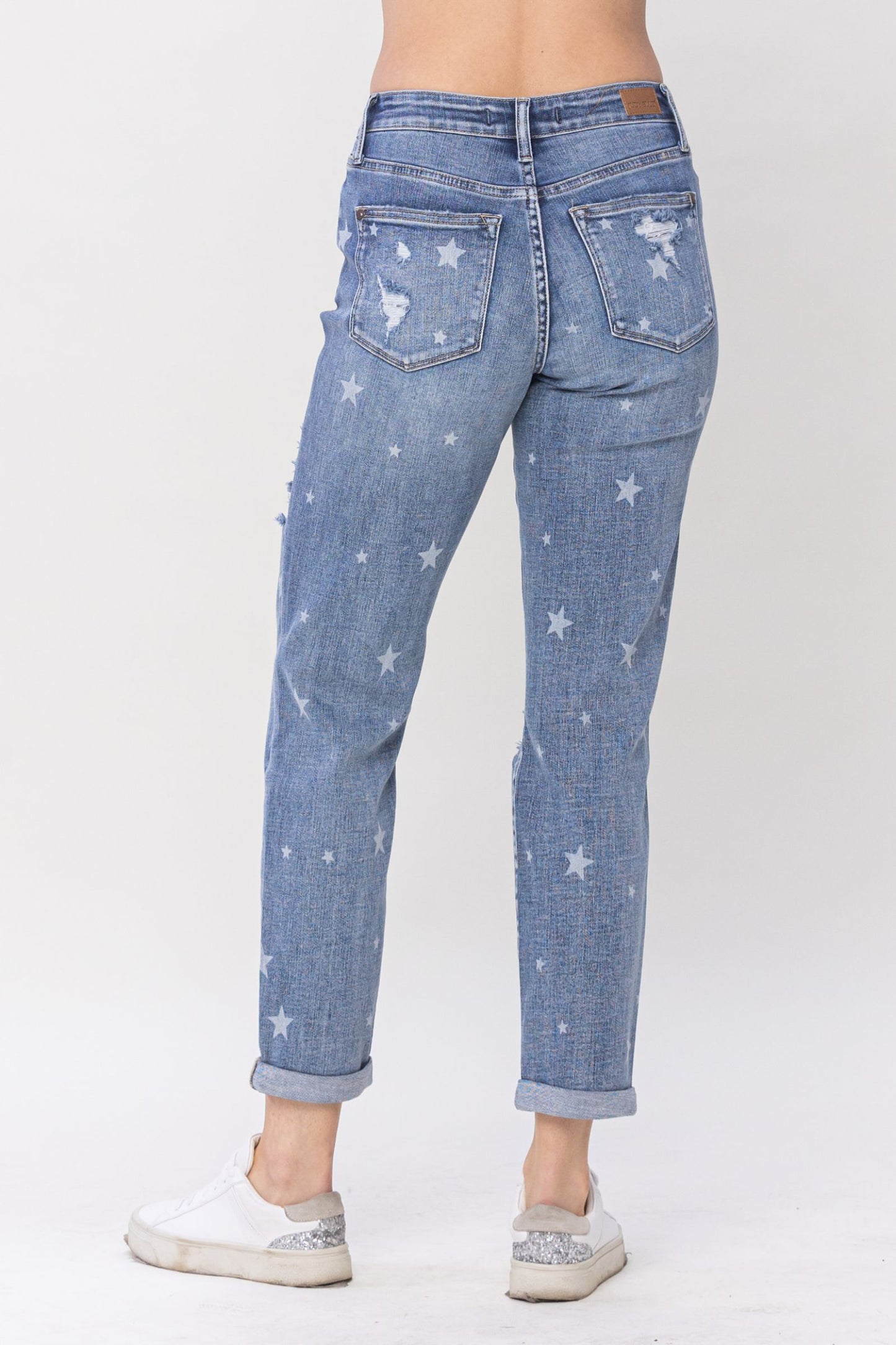 JUDY BLUE "Star Crossed" Distressed Boyfriend Jeans